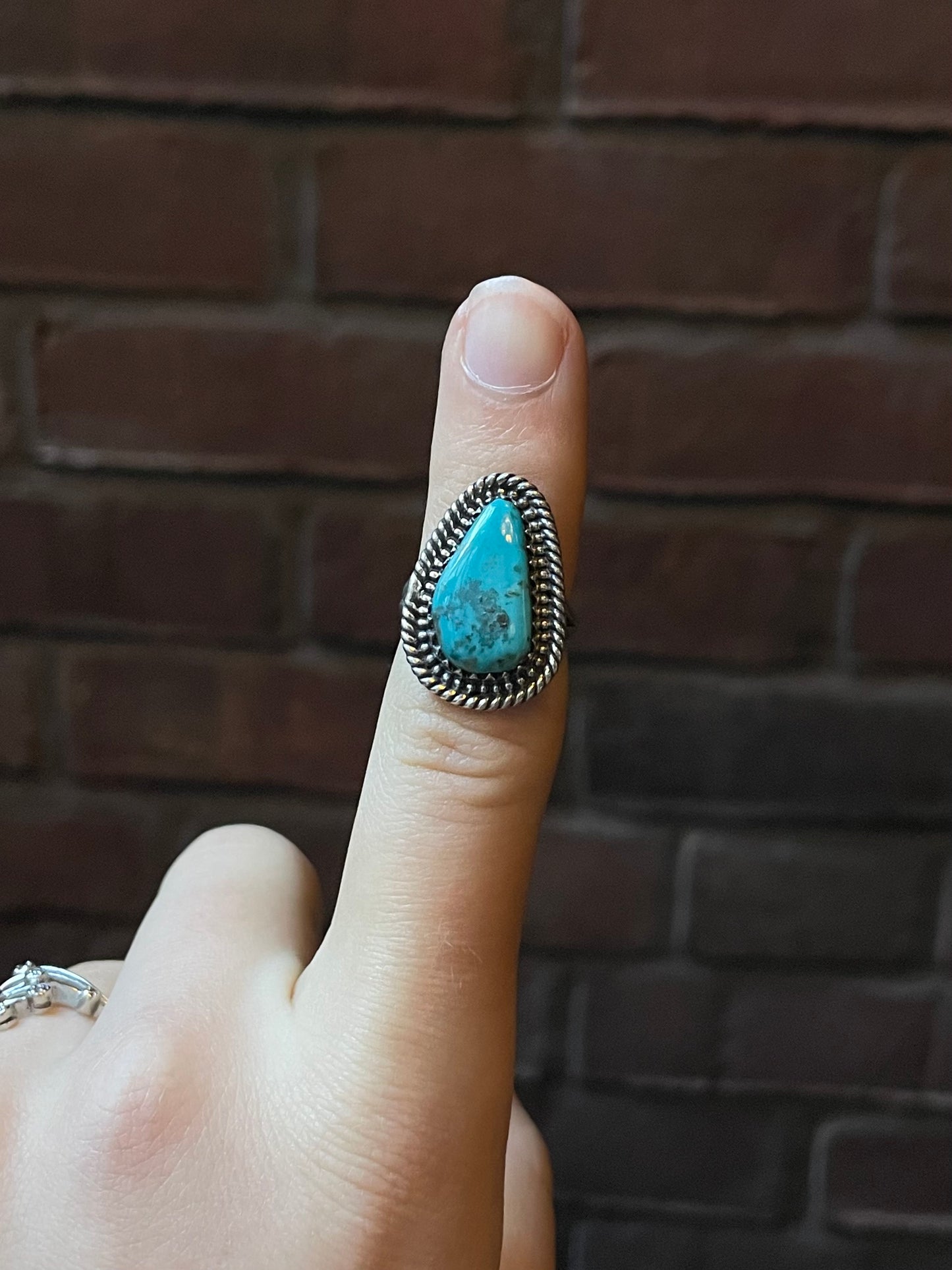 Kingman Turquoise Twisted Wire Ring | Sterling Silver | Size 6 | A473