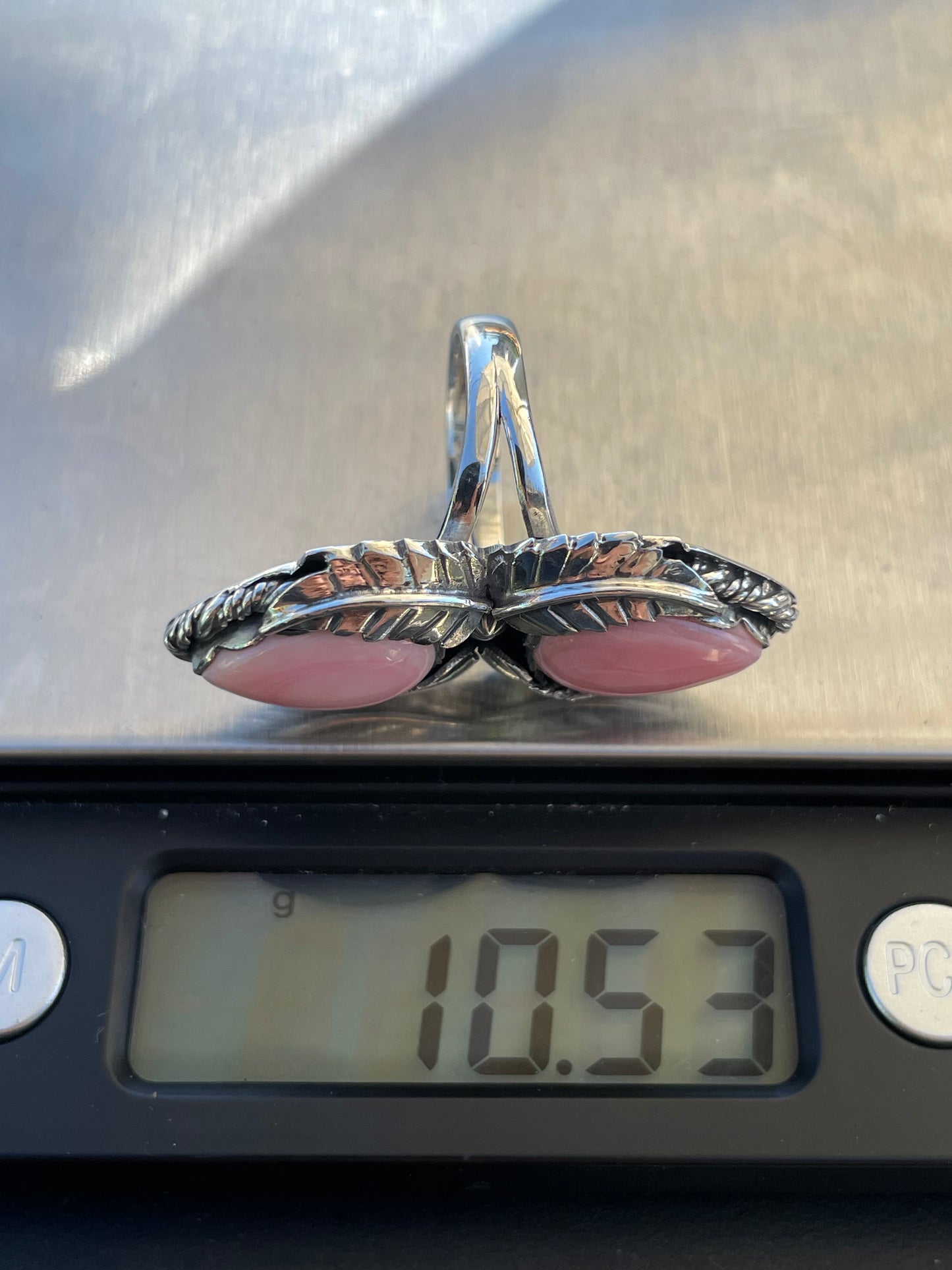Pink Conch Leaf Design Ring | 925 Sterling Silver | Size 7 B356