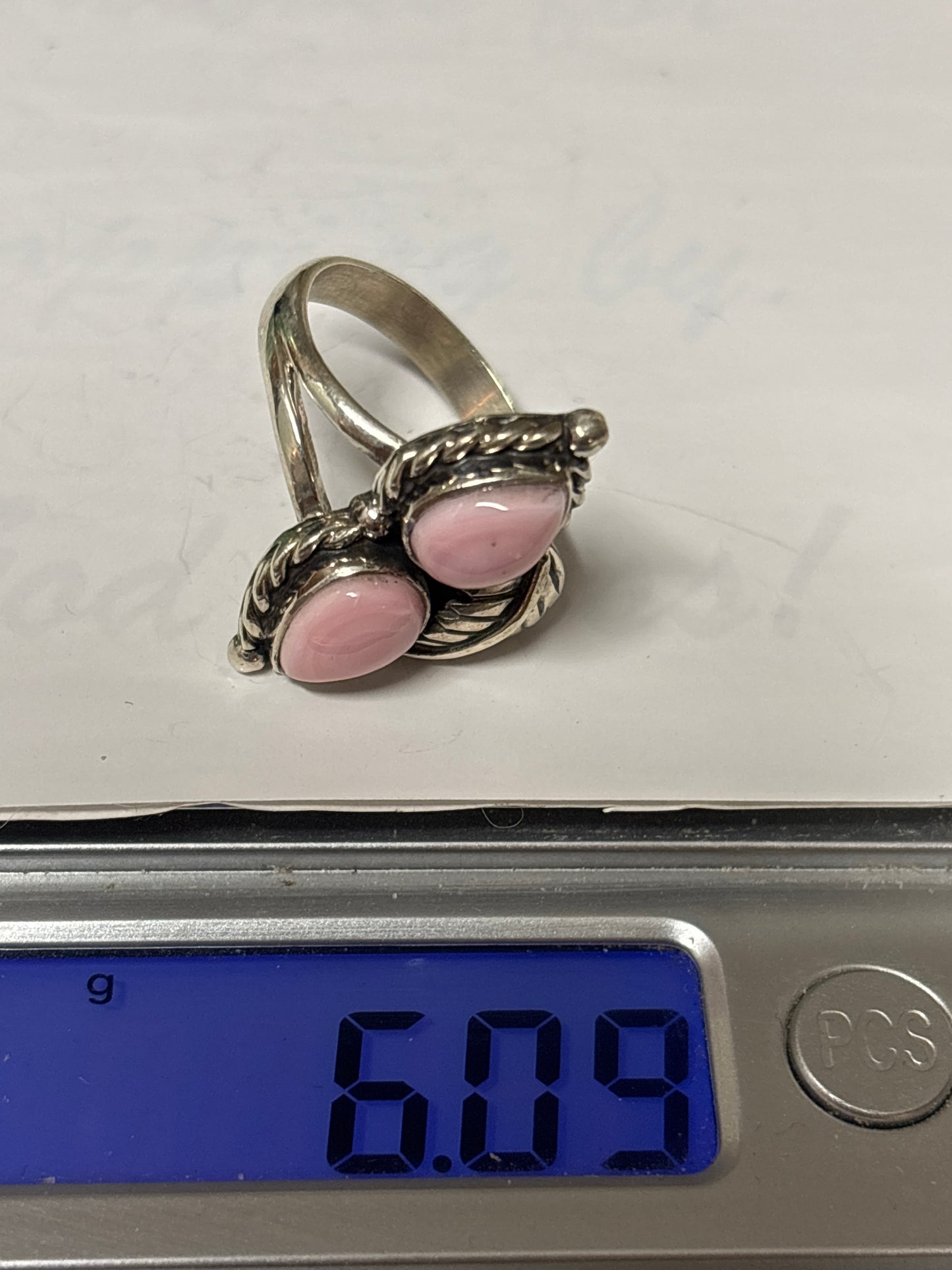 Pink Conch Leaf Ring Size 8 | 925 Sterling Silver C873