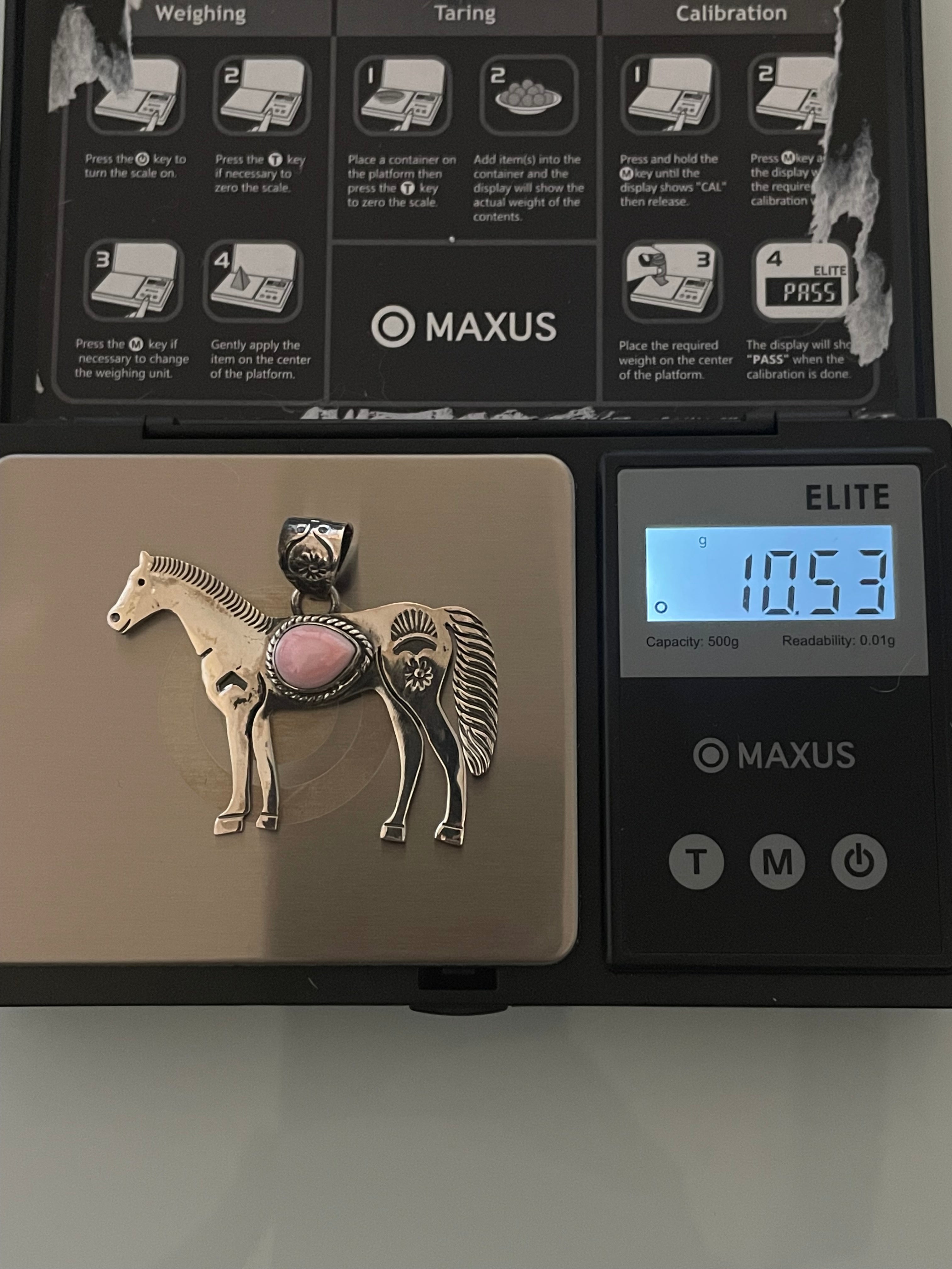 Pink Conch Horse Pendant | 925 Sterling Silver E253