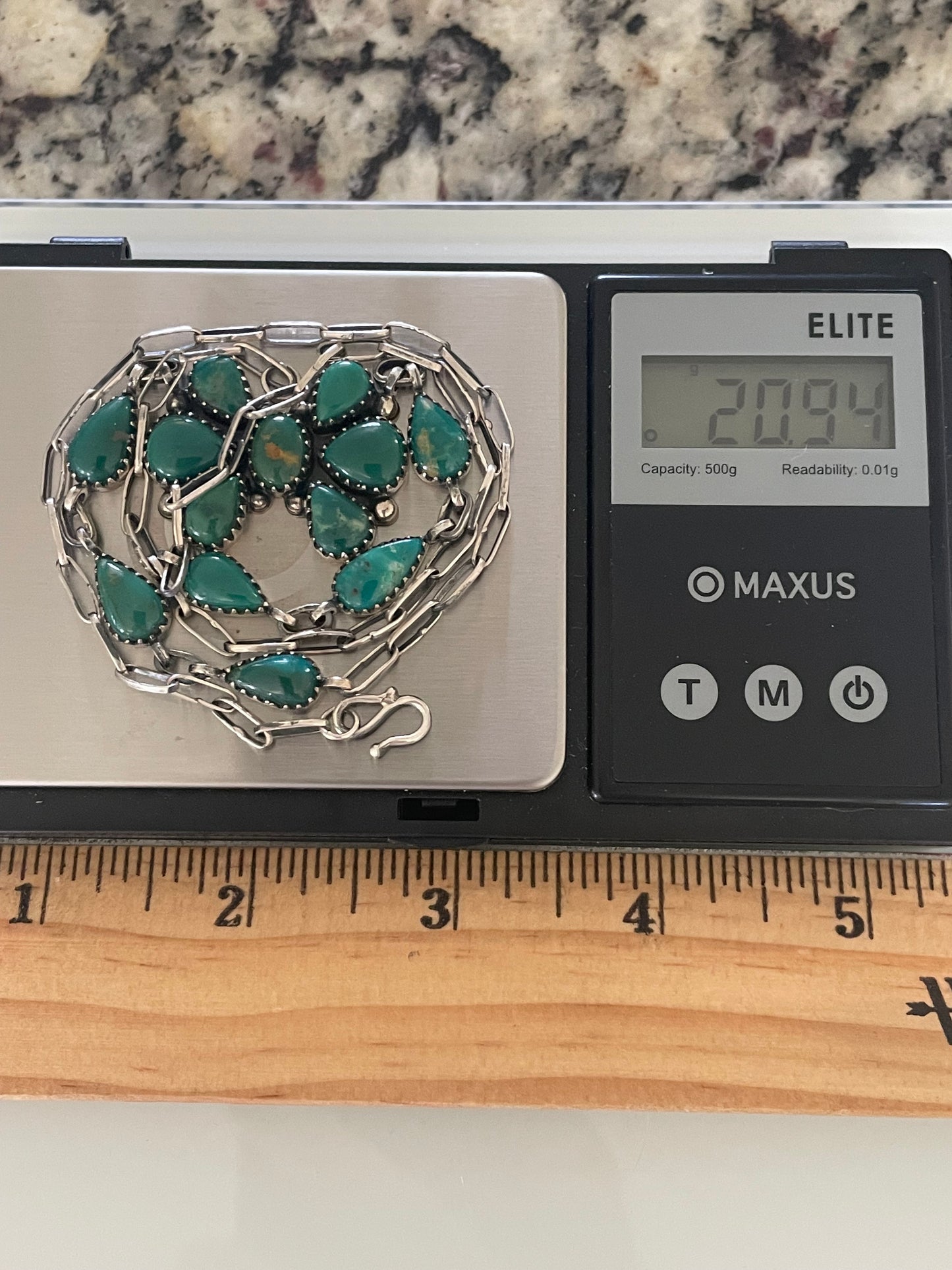 Kingman Turquoise Cluster Necklace | Sterling Silver G421