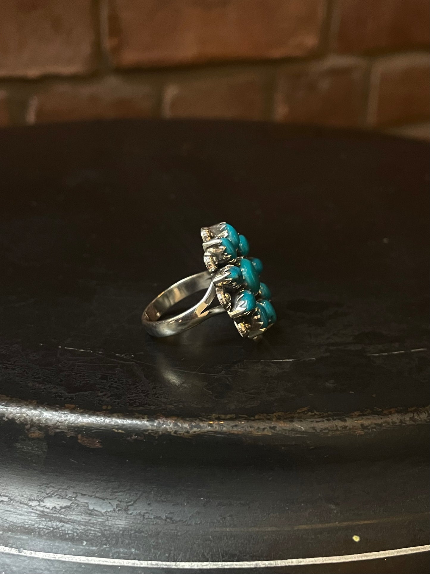 Turquoise Flower Ring Size 9 | 925 Sterling Silver C924