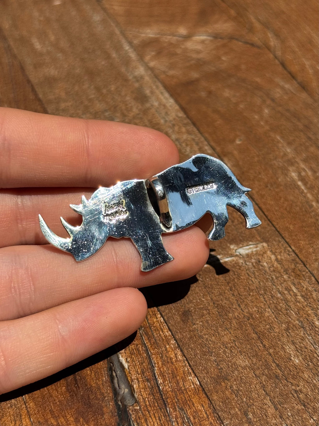 Pink Conch Rhinoceros Pendant | Sterling Silver A595