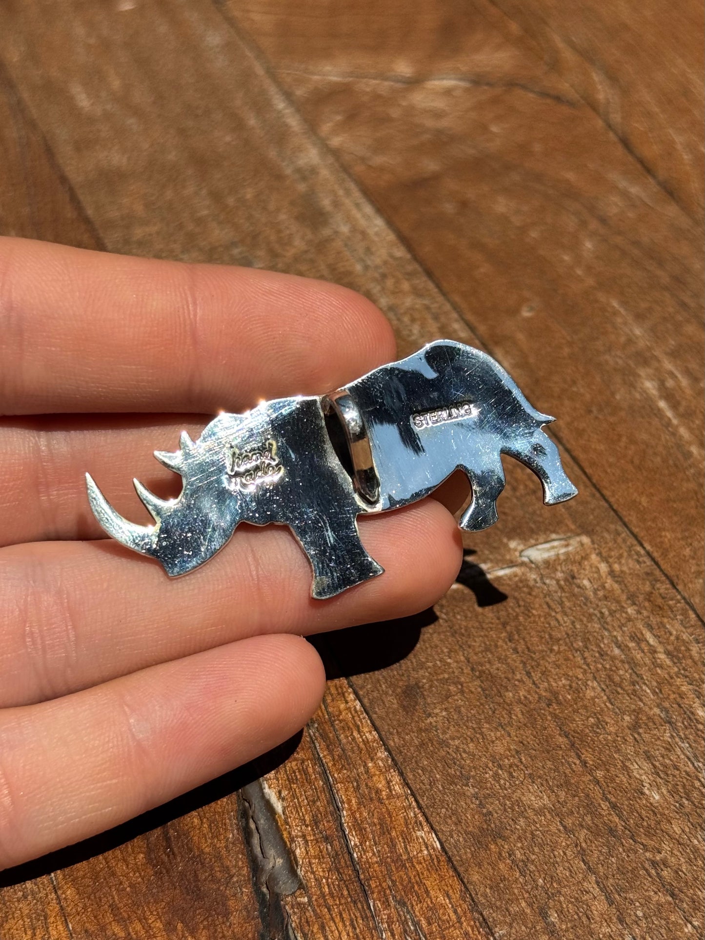 Pink Conch Rhinoceros Pendant | Sterling Silver A595