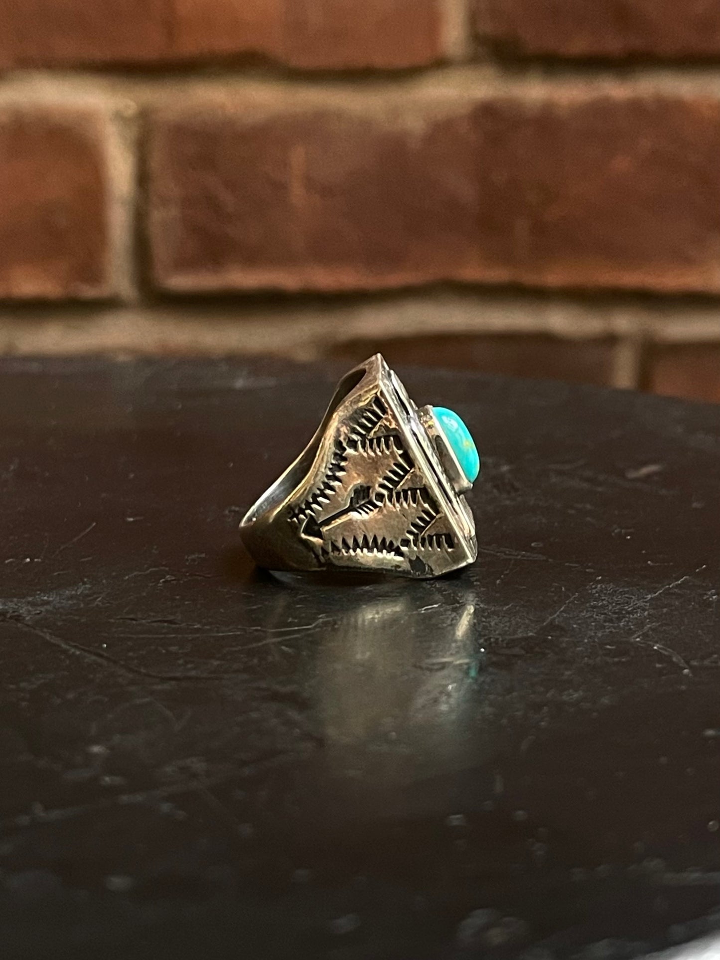 Kingman Turquoise Thunderbird Ring Size 8 | 925 Sterling Silver G505