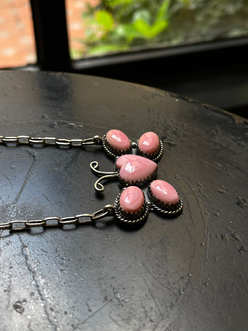 Pink Conch Butterfly Heart Necklace | 925 Sterling Silver E972