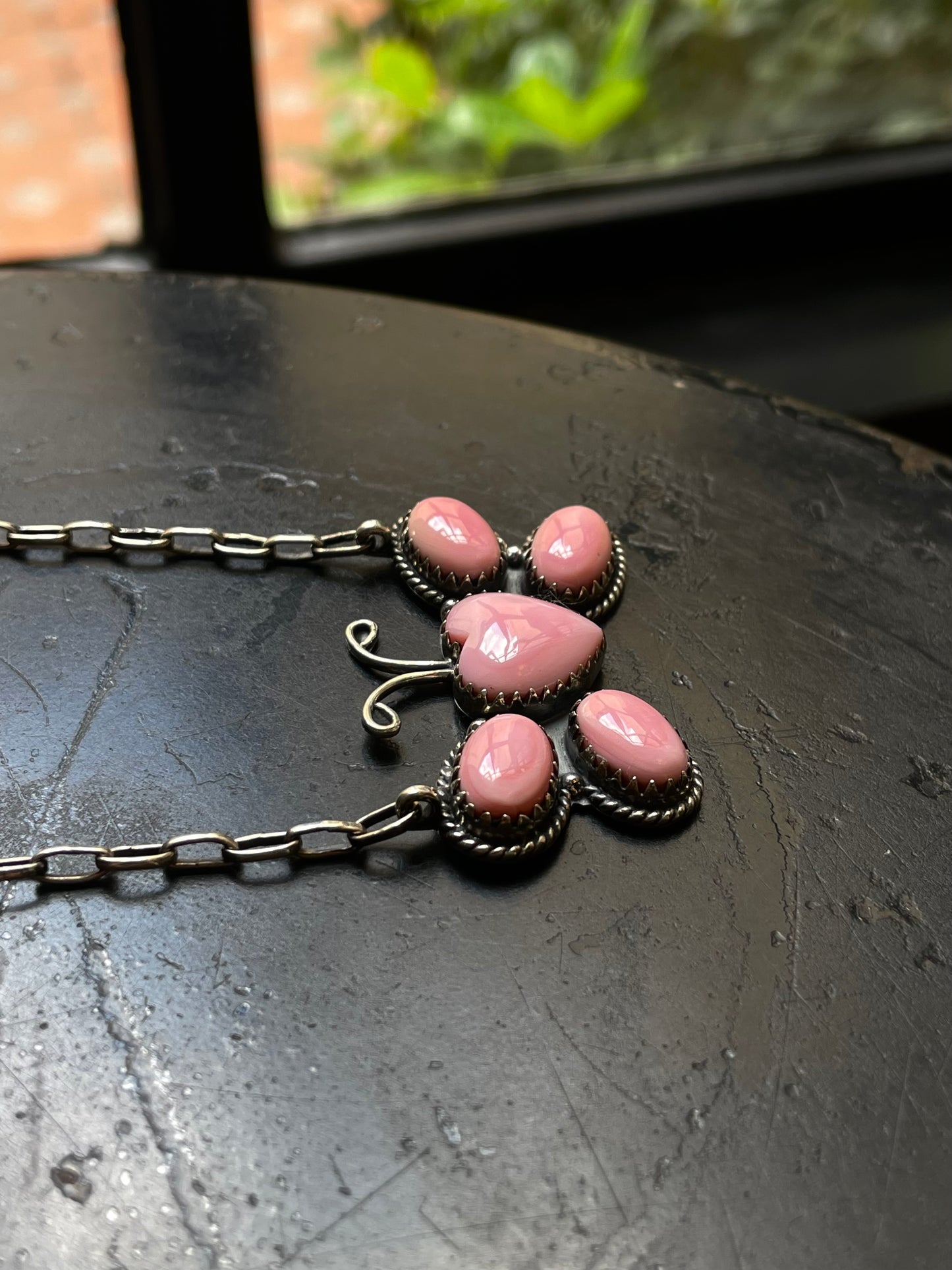 Pink Conch Butterfly Heart Necklace | 925 Sterling Silver E972