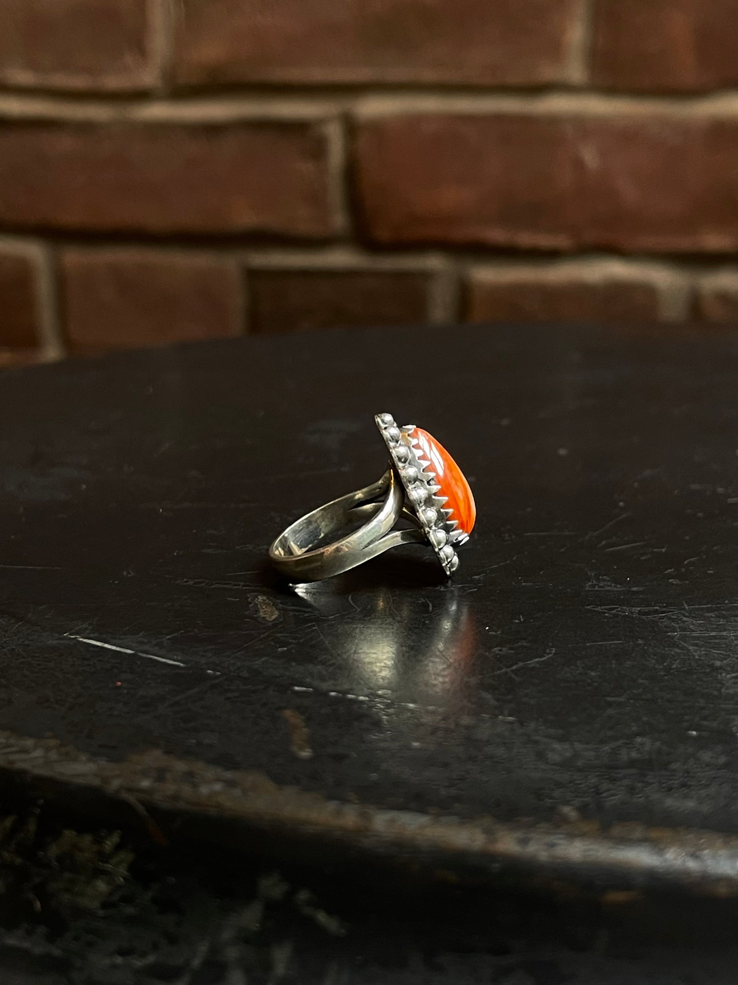 Spiny Oyster Tear Drop Ring | 925 Sterling Silver Size 6 E450