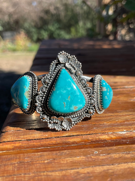Kingman Turquoise Cuff Bracelet | Sterling Silver B880