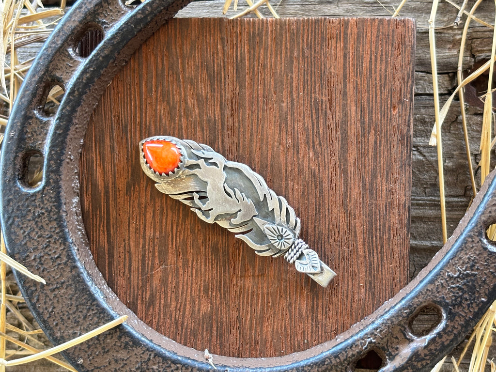 Spiny Oyster Horse Feather Pendant | 925 Sterling Silver Z15