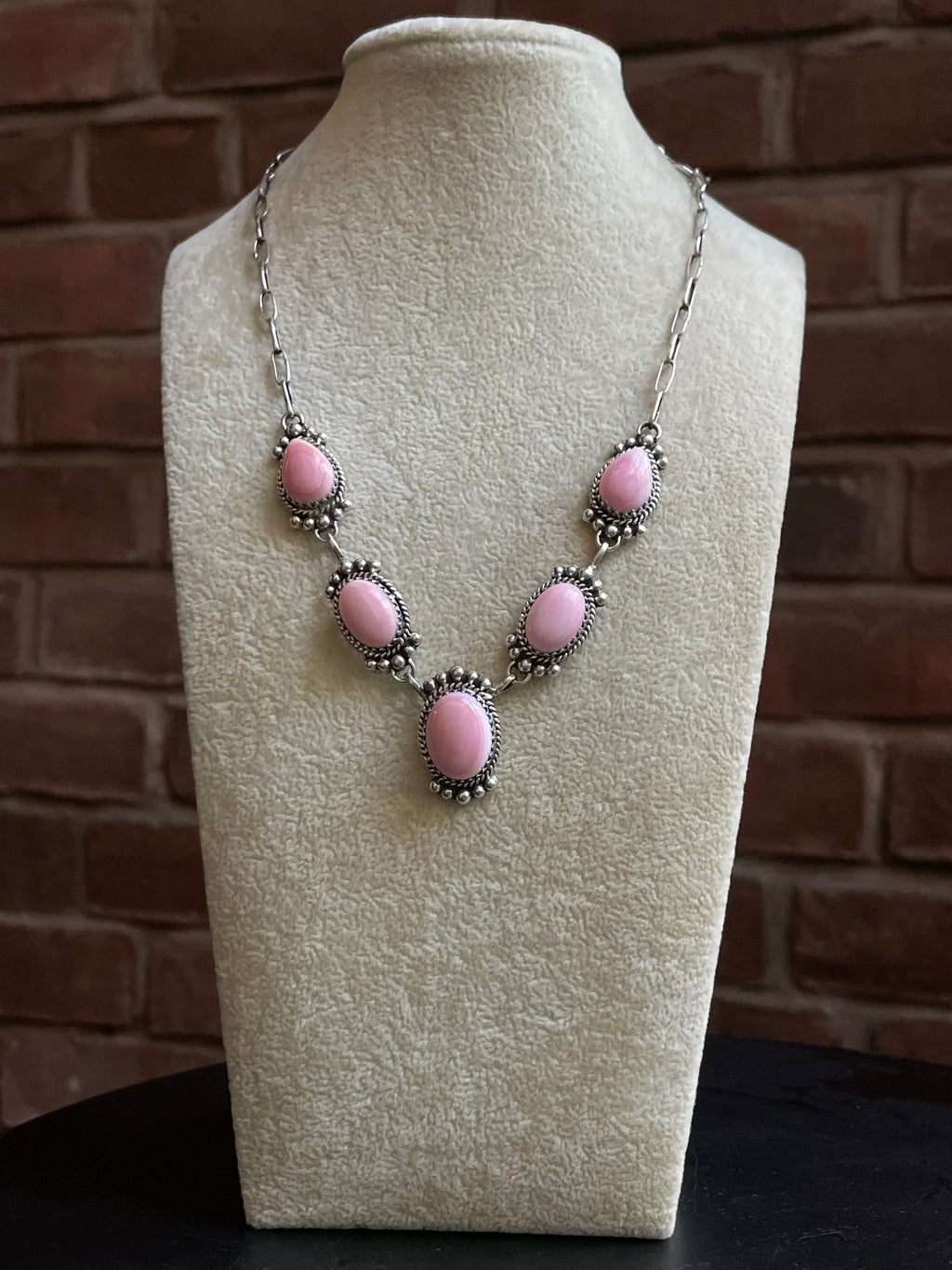Pink Conch Link Necklace | Sterling Silver E934