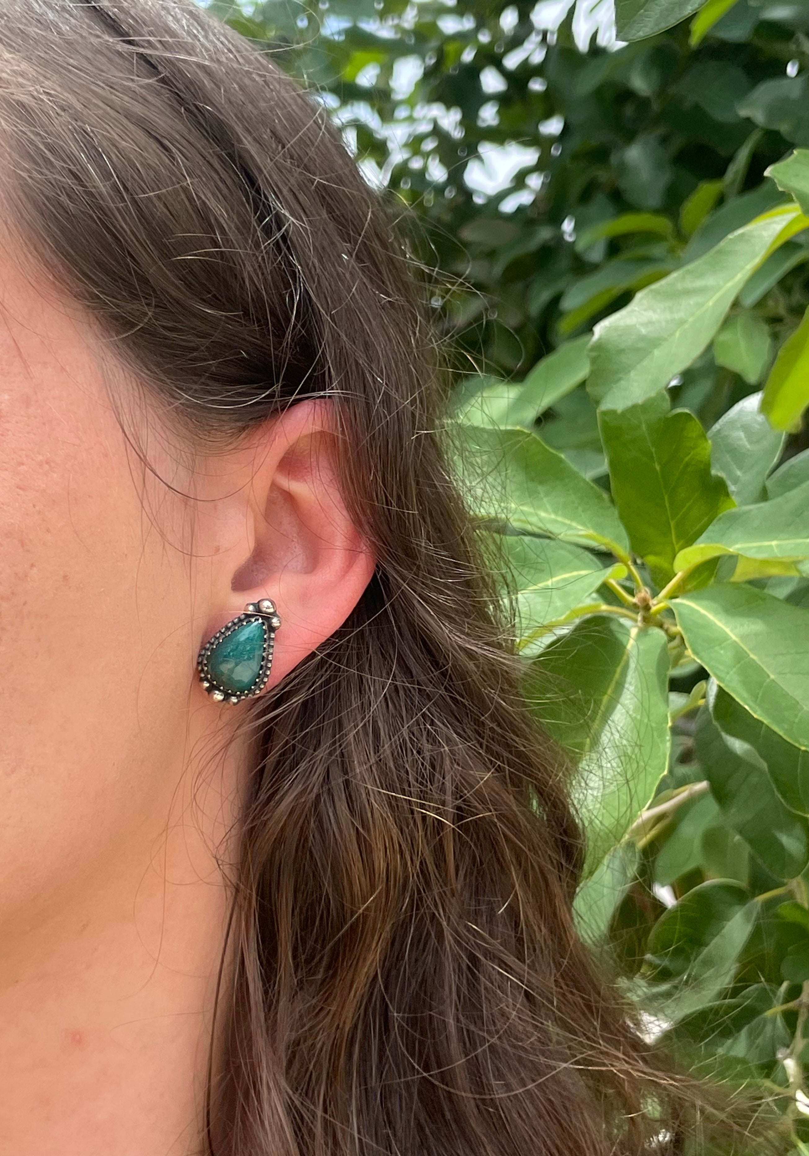 Kingman Turquoise Stud Earrings | 925 Sterling Silver D187