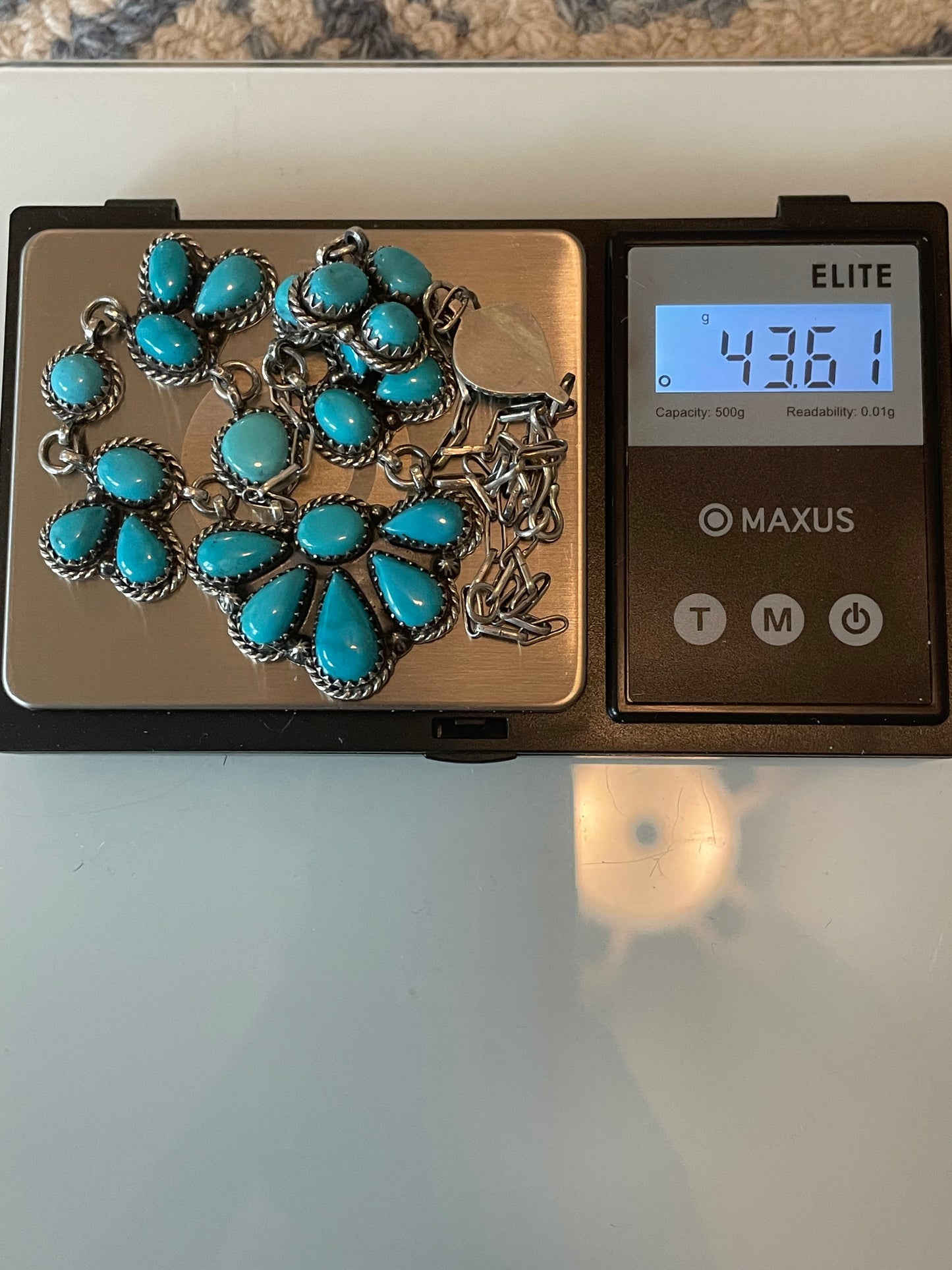 Kingman Turquoise Cluster Necklace | Sterling Silver E938