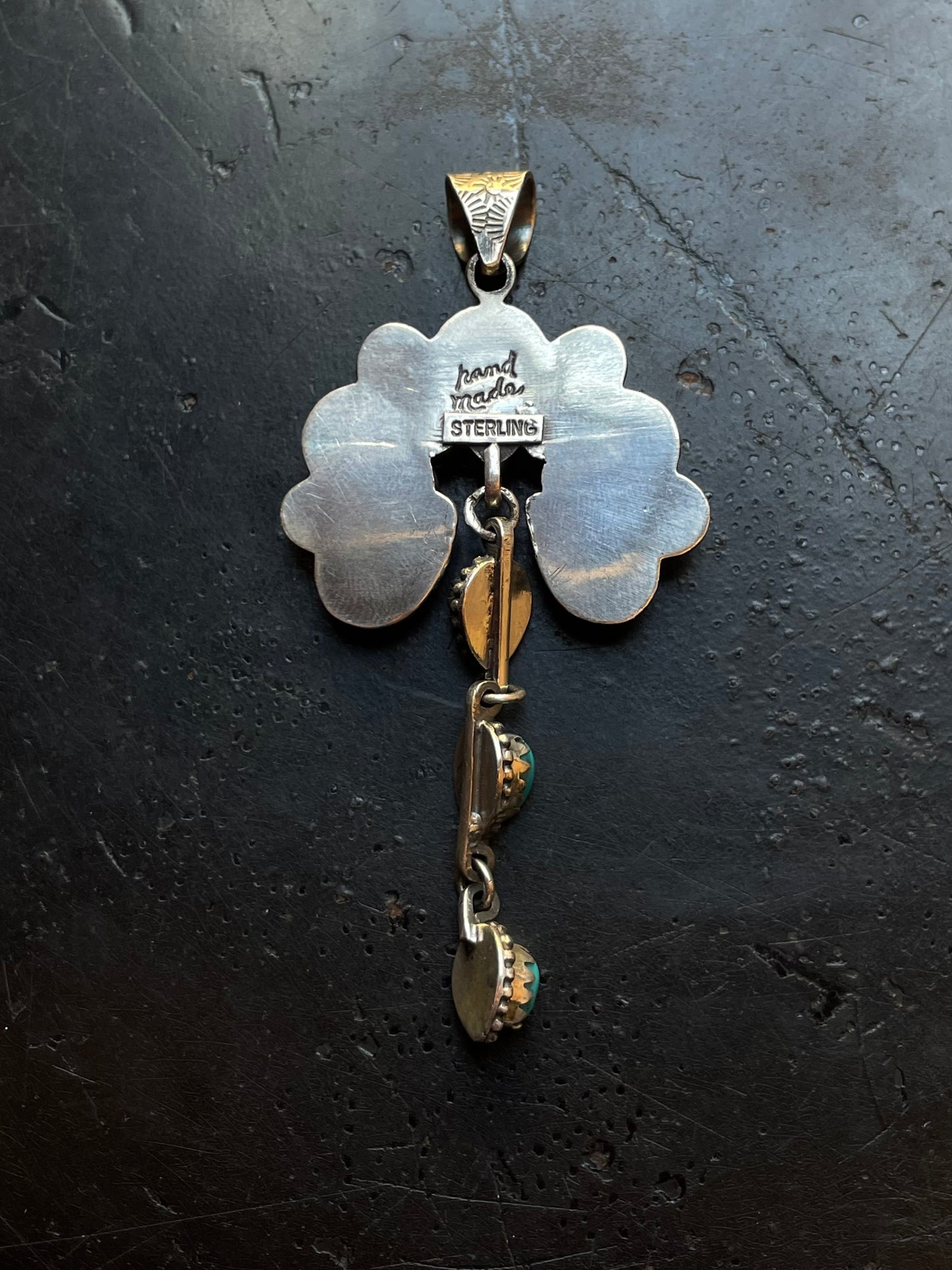 Kingman Turquoise Naja Dangle Pendant | Sterling Silver G463