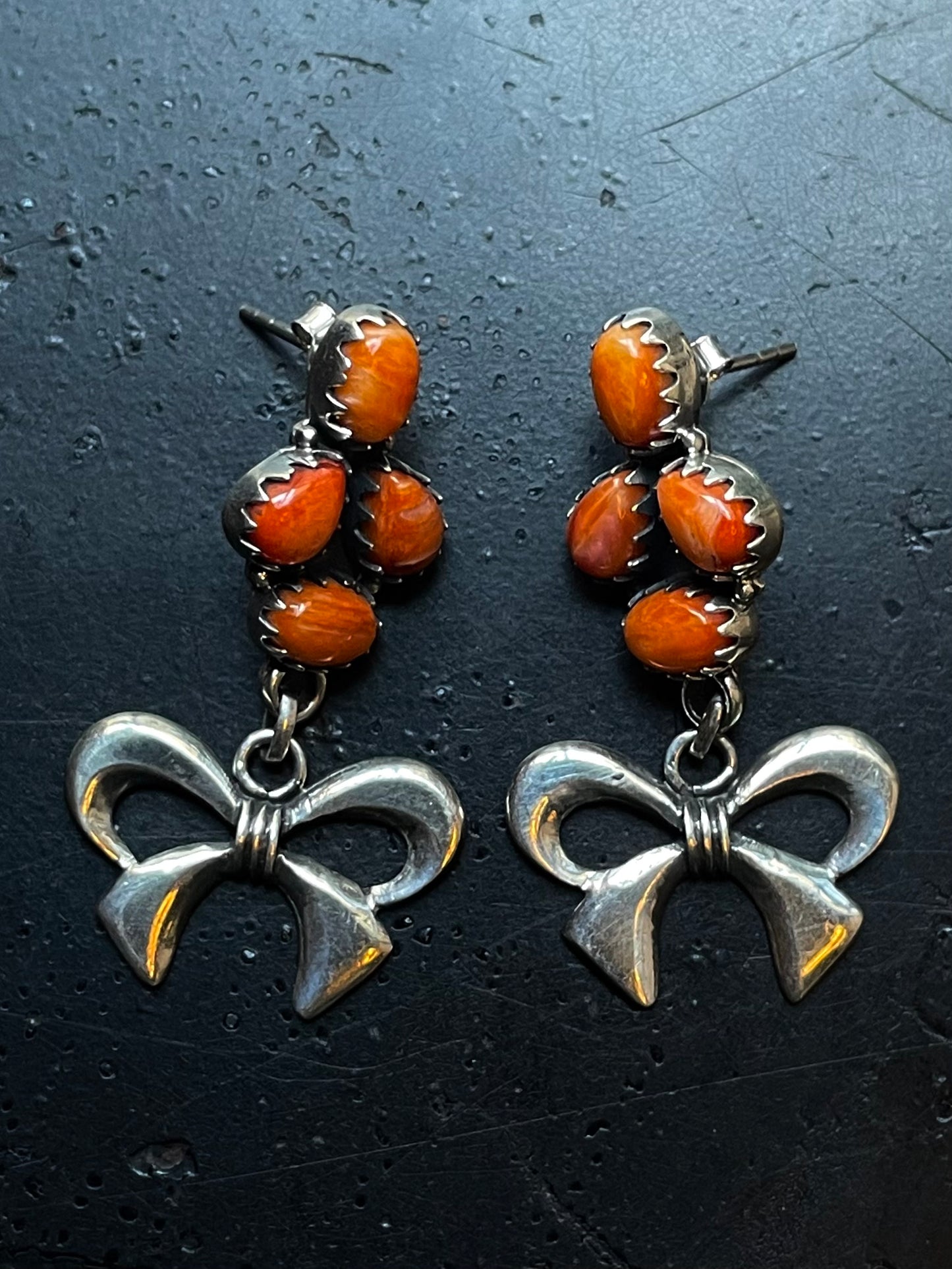 Spiny Oyster Bow Stud Earrings | Sterling Silver E642