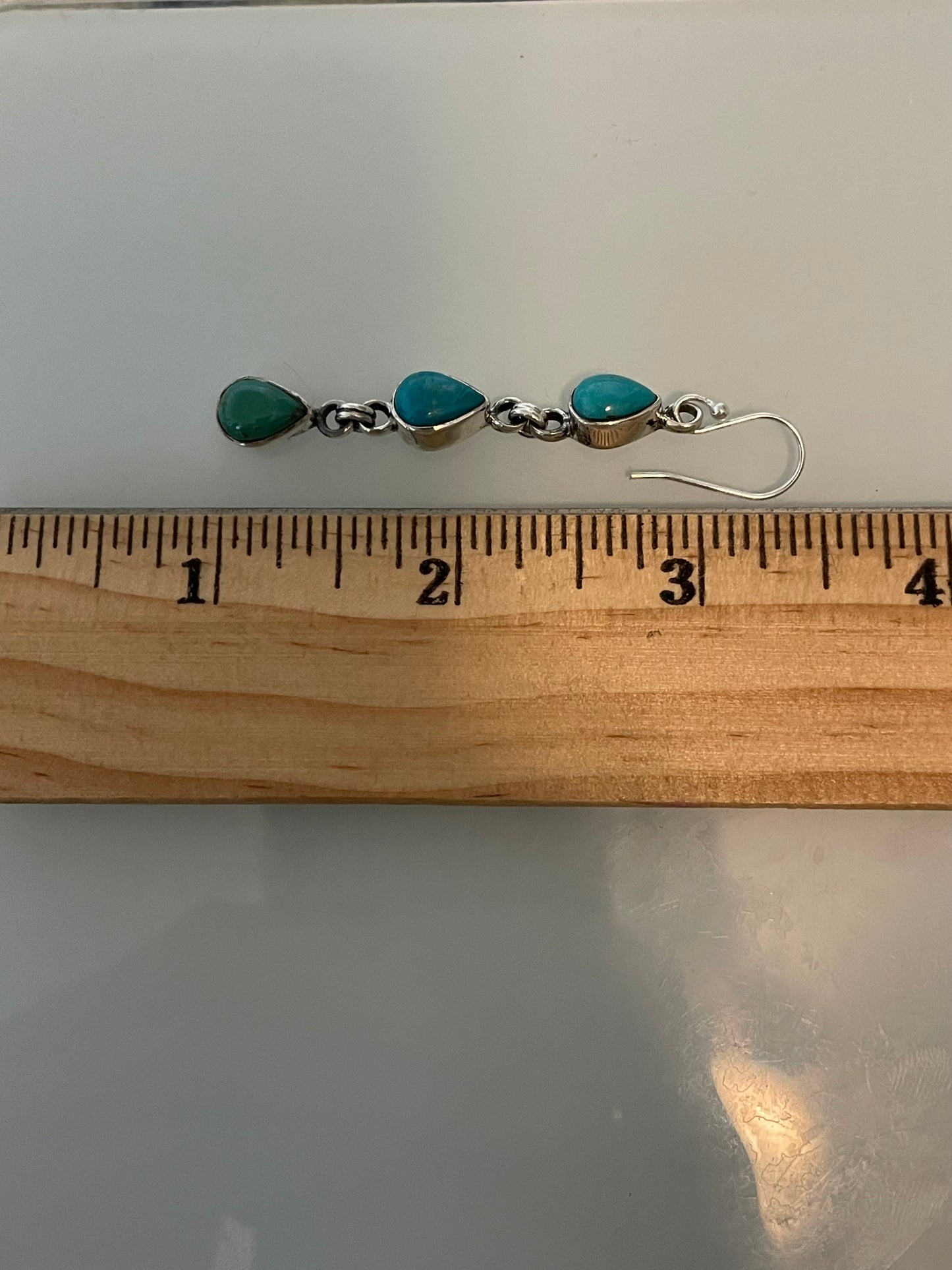 Kingman Turquoise Drop Dangle Earrings | 925 Sterling Silver C828