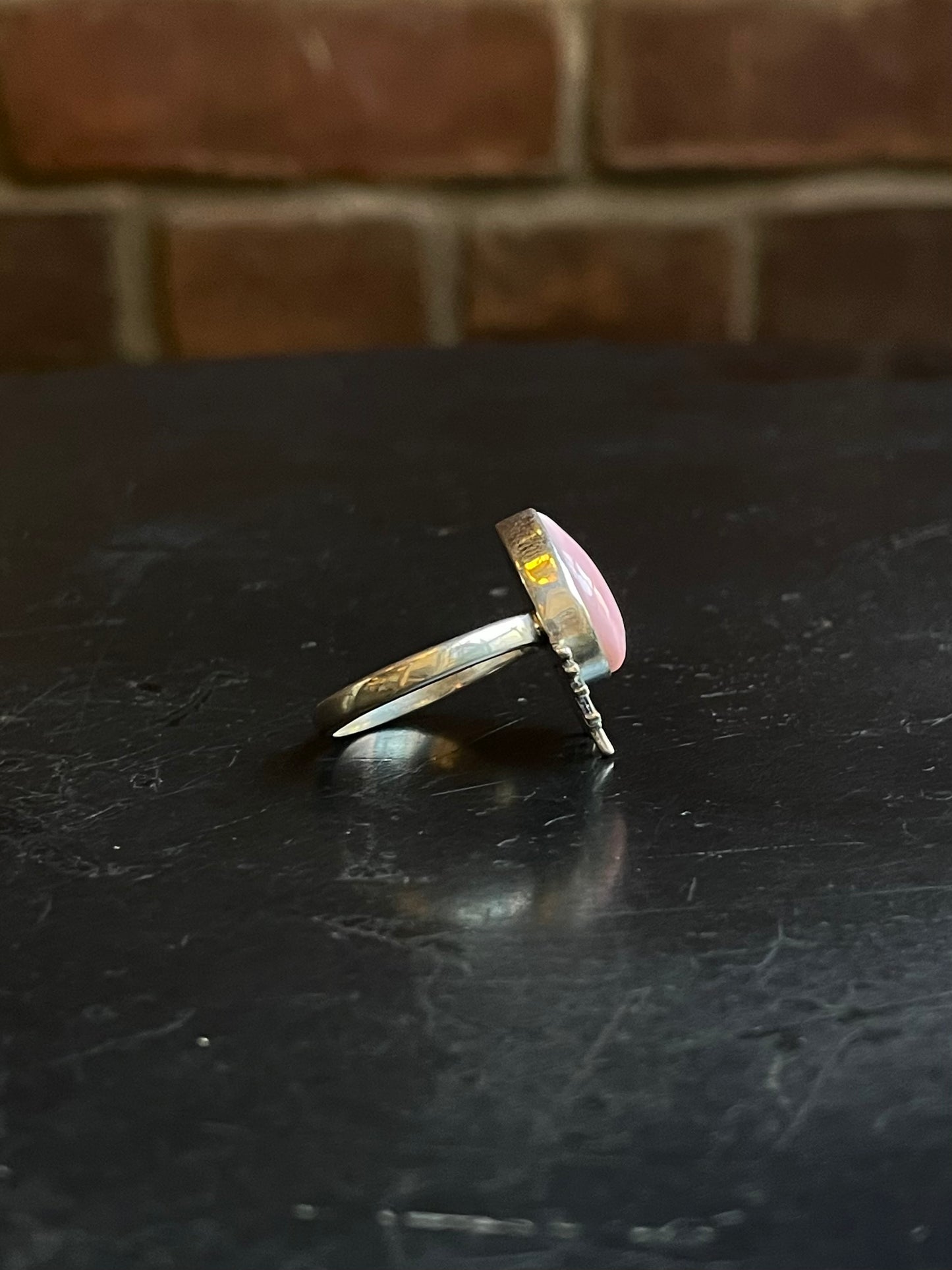Pink Conch Tear Drop Ring Size 6.75| Sterling Silver E919