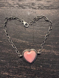 Pink Conch Heart Link Bracelet | 925 Sterling Silver Southwestern Style A118