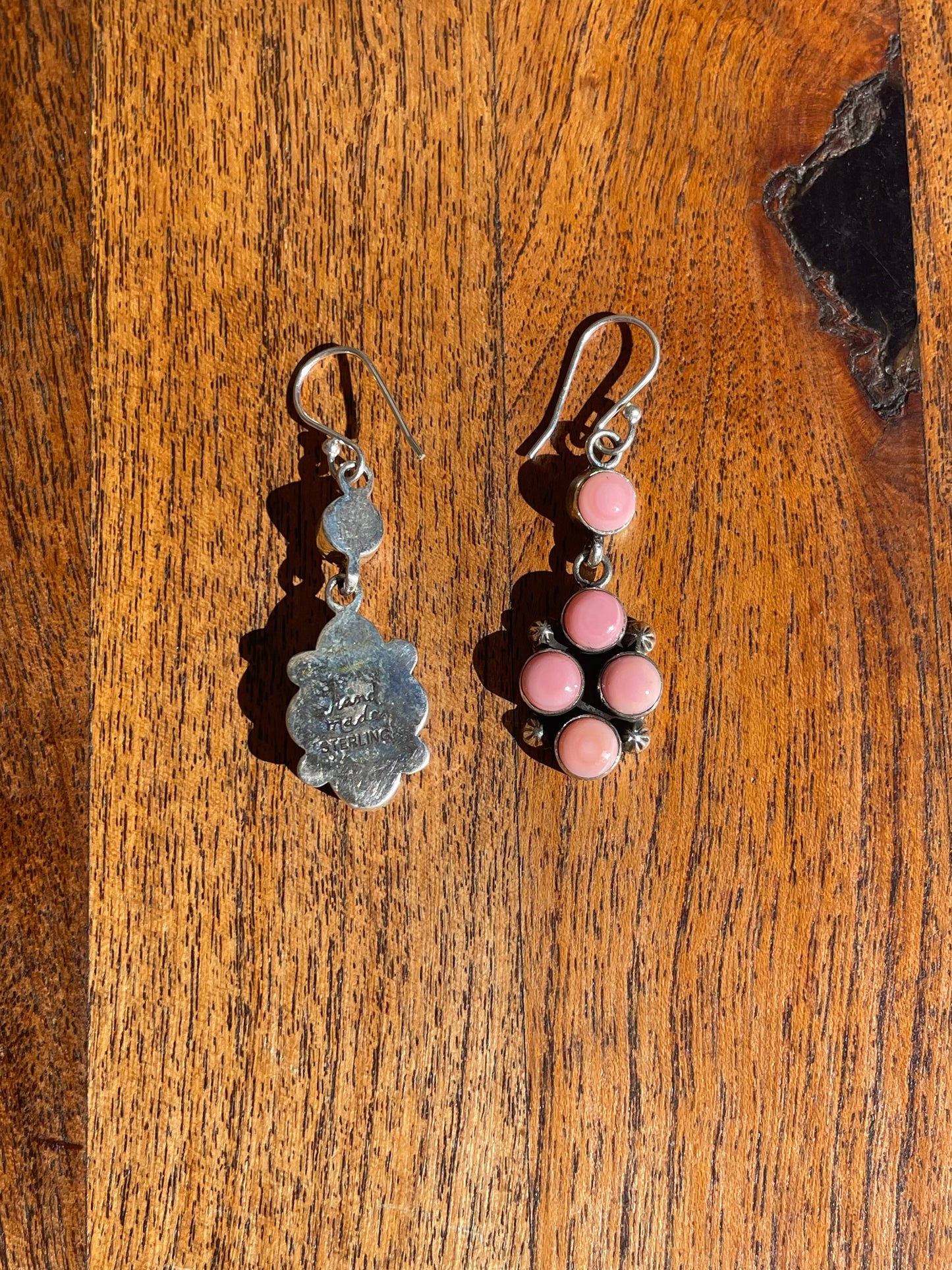 Pink Conch Cluster Dangle Earrings | 925 Sterling Silver C833