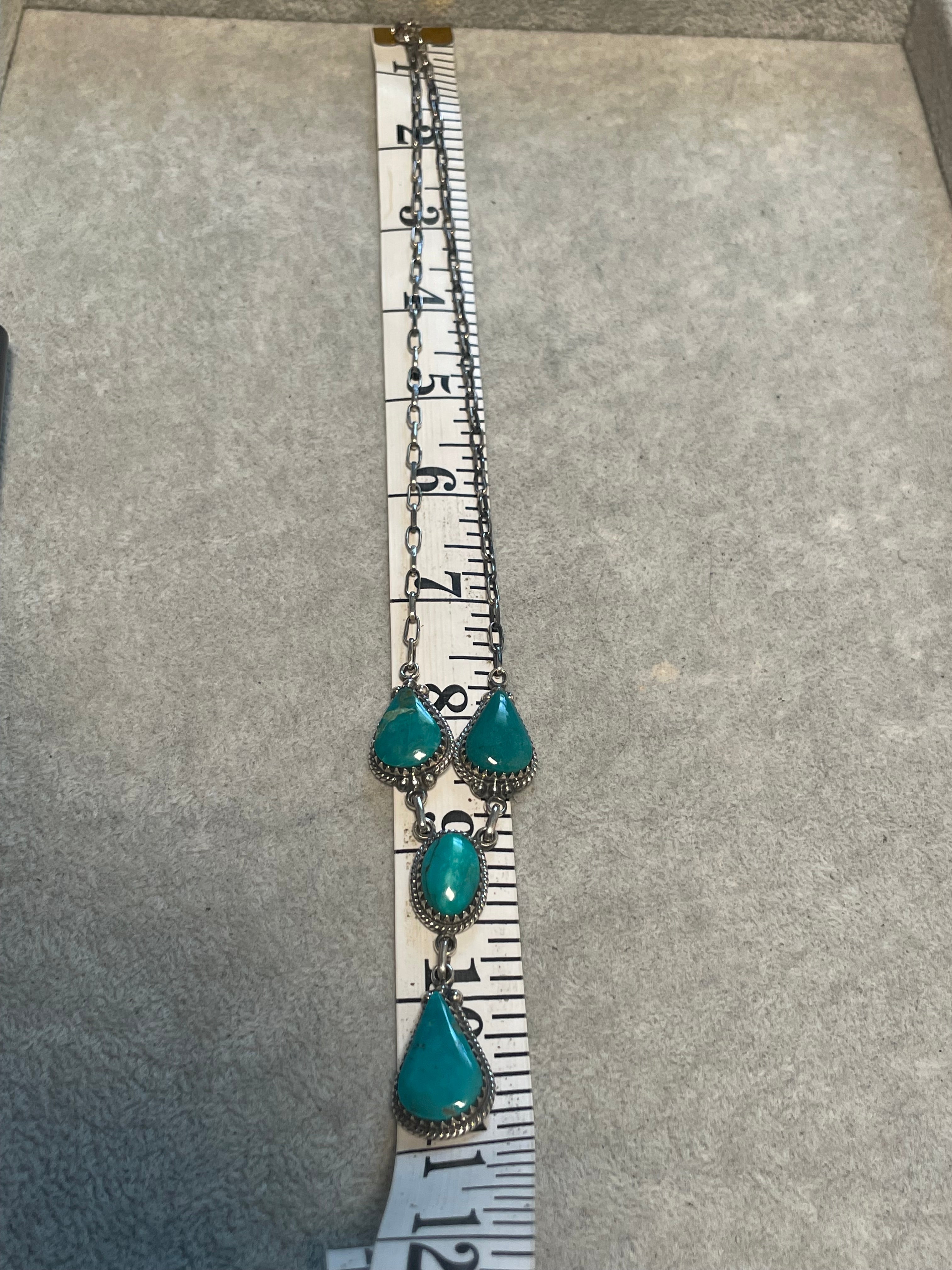 Kingman Turquoise Lariat Necklace | 925 Sterling Silver D214