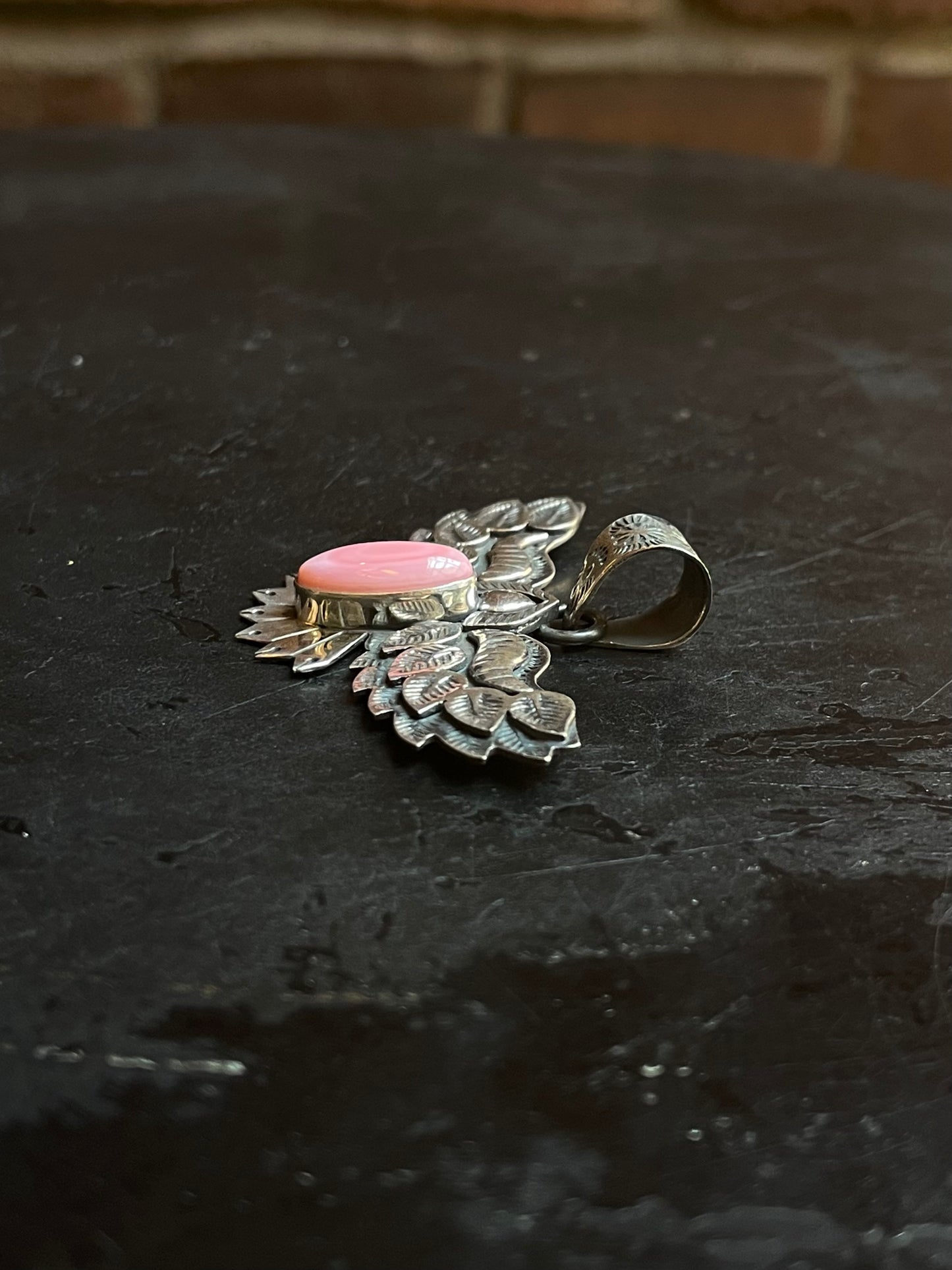 Pink Conch Thunderbird Pendant | Sterling Silver G448
