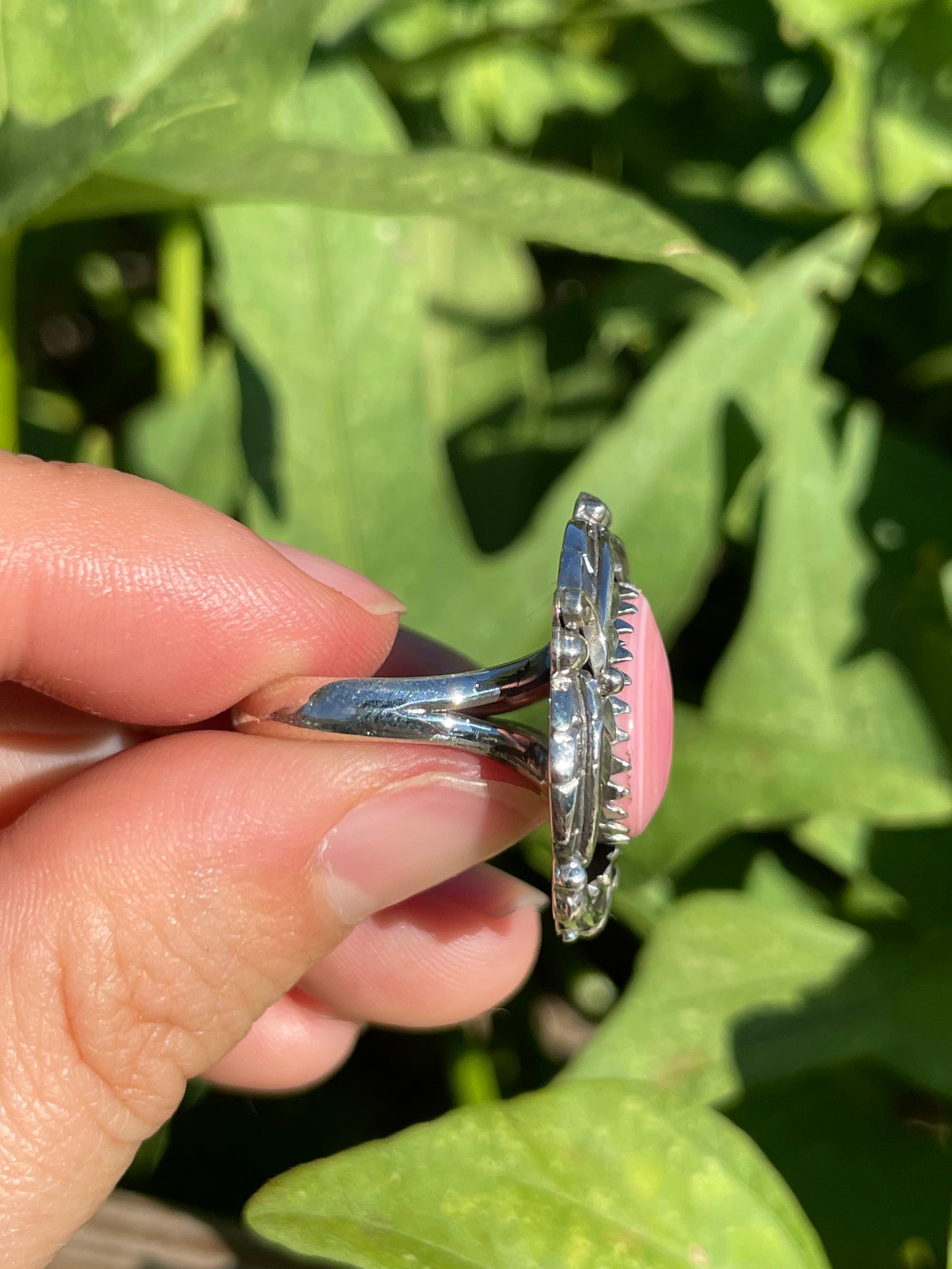 Pink Conch Leaf Design Ring | 925 Sterling Silver | Size 7 B338
