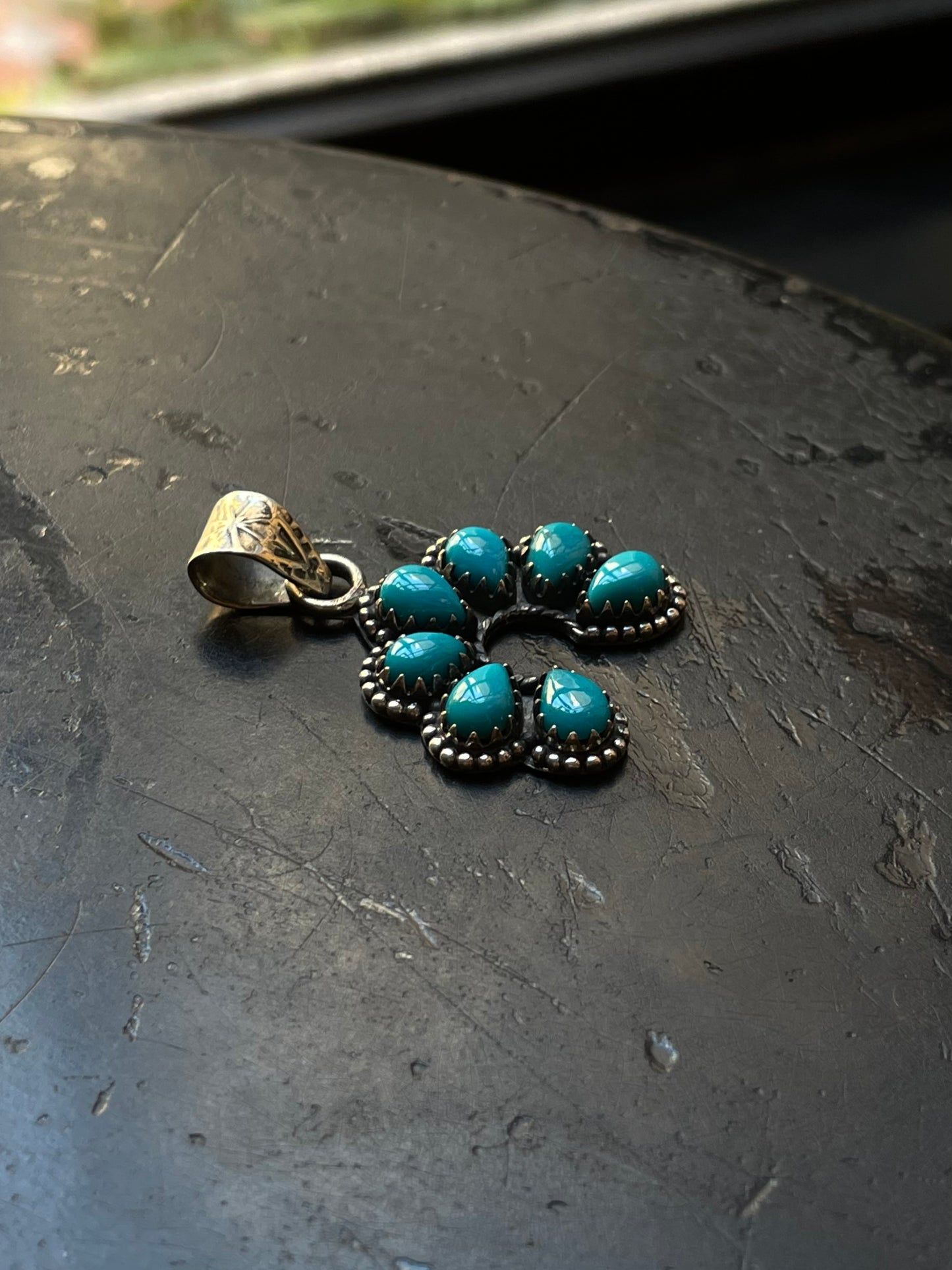 Kingman Turquoise Naja Pendant | Sterling Silver G466