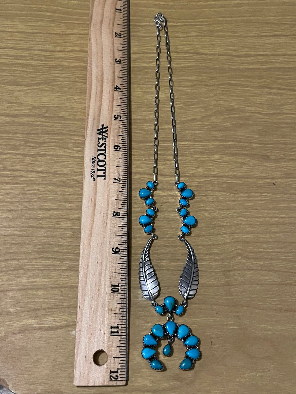 Kingman Turquoise Feather Naja Necklace | 925 Sterling Silver G401