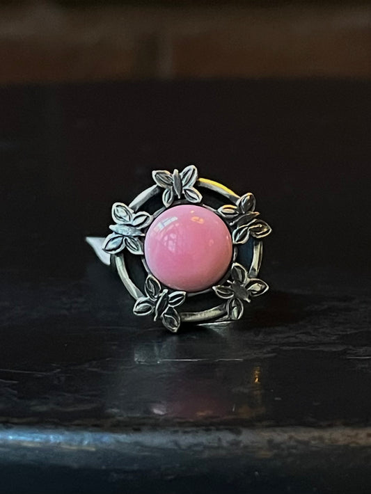 Pink Conch Butterfly Ring | Sterling Silver | Size 6 | A299