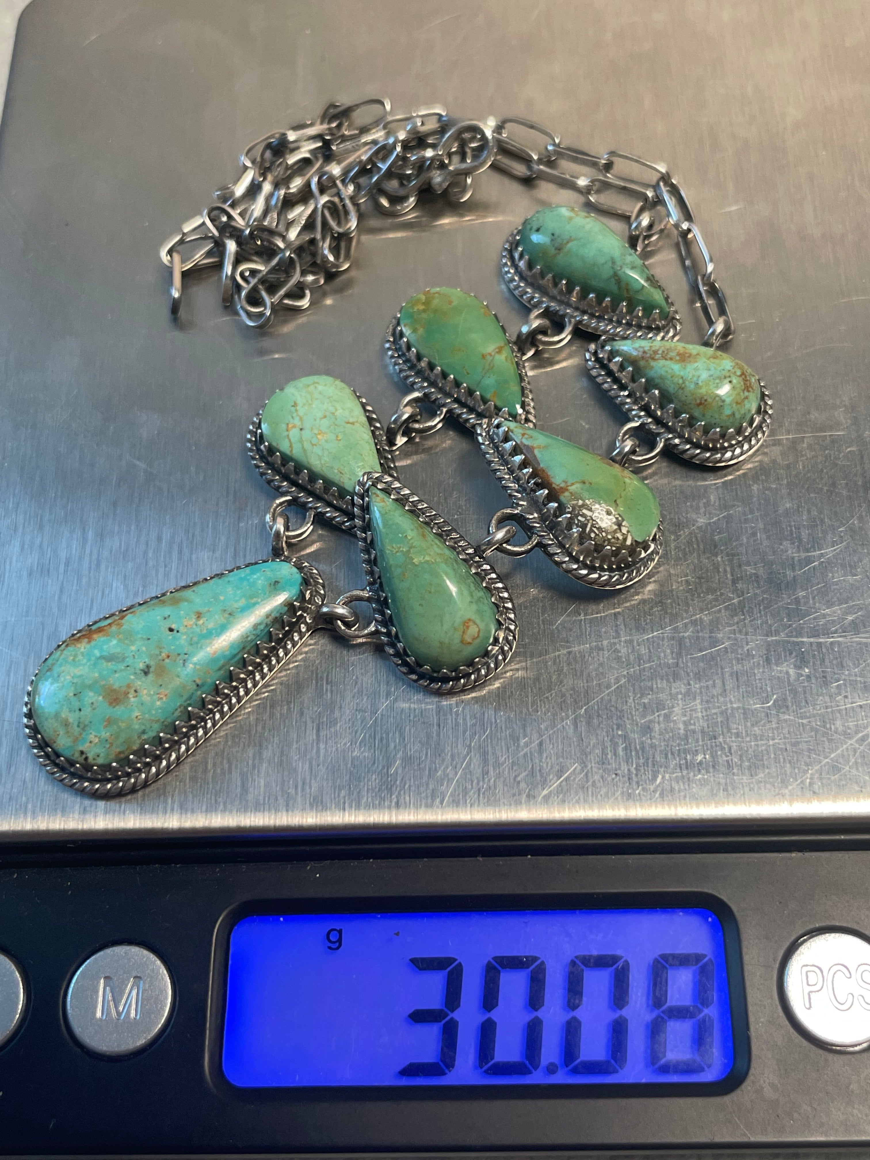 Green Turquoise Drop Necklace | 925 Sterling Silver D222