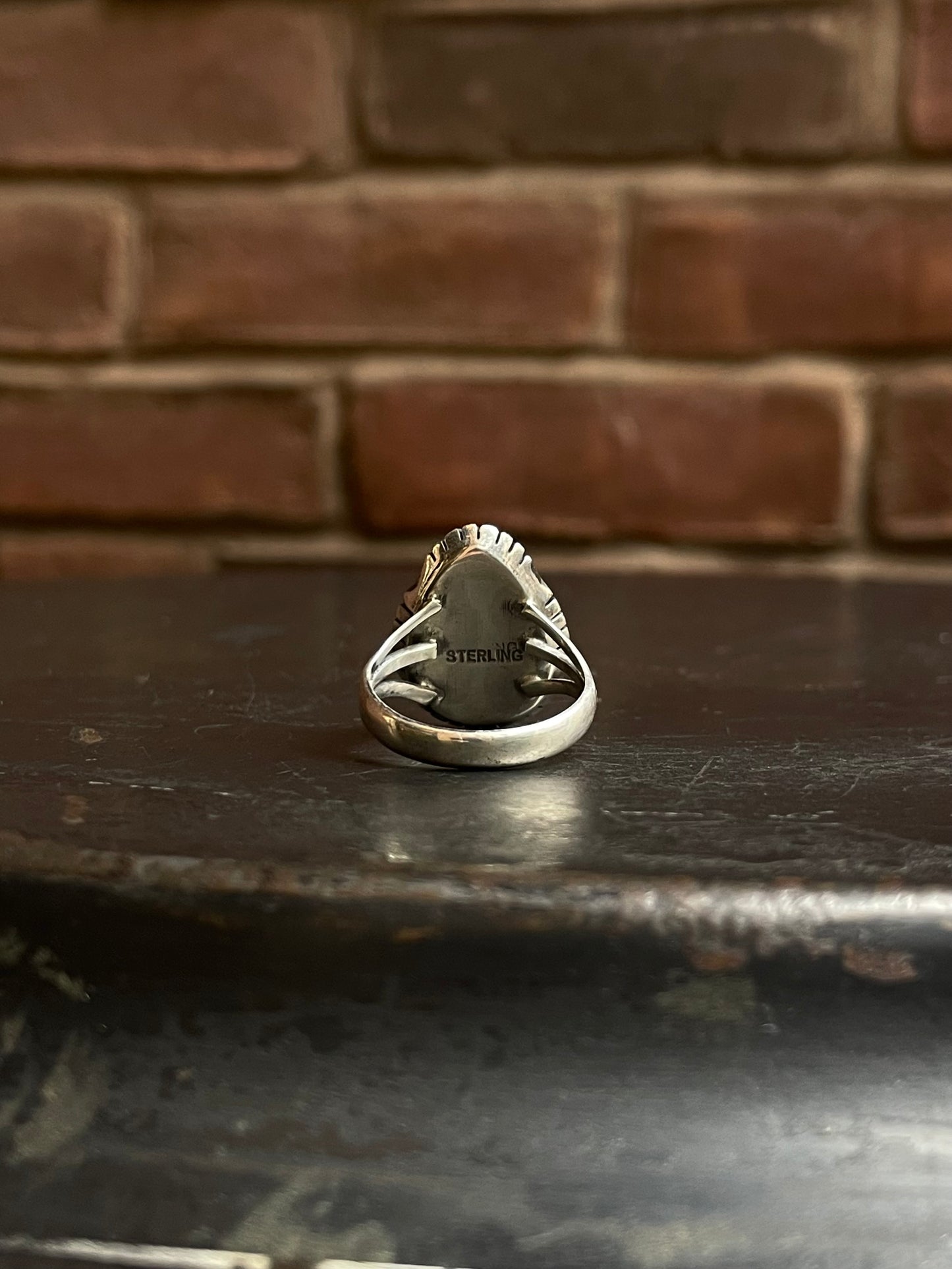 Pink Conch Tear Drop Ring | 925 Sterling Silver Size 8 E447