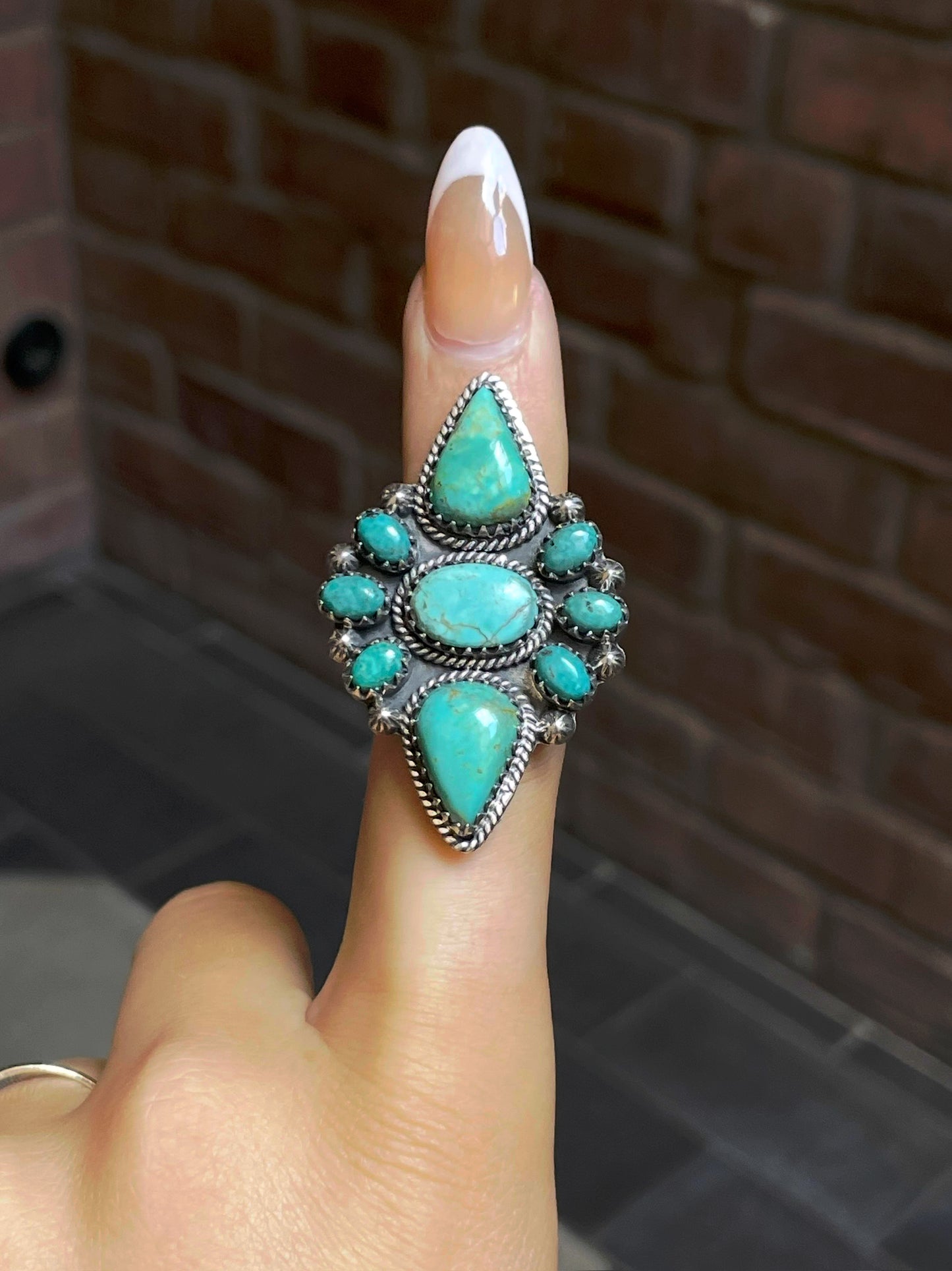 Turquoise Statement Ring Size 7 | Sterling Silver E864