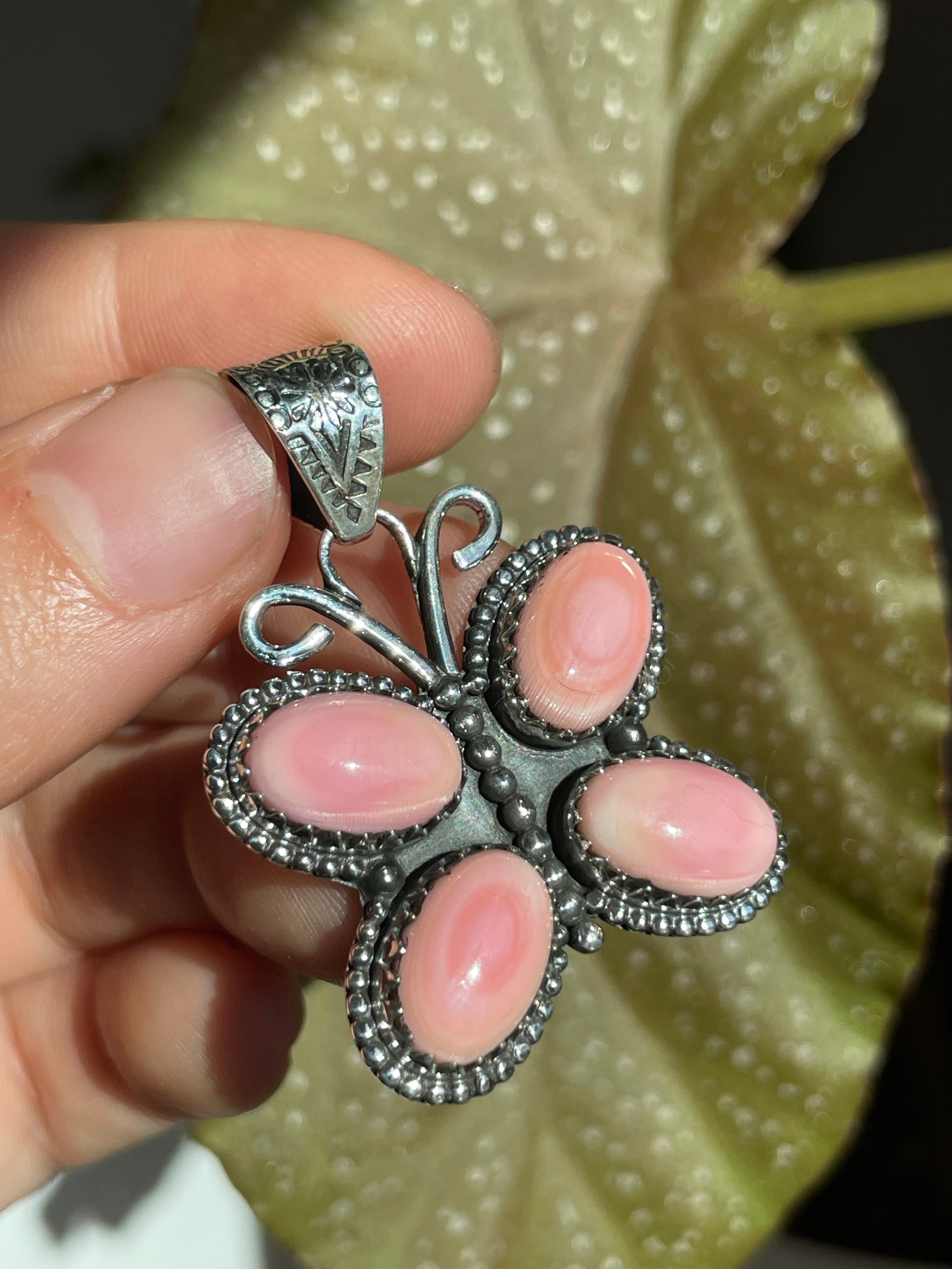 Pink Conch Butterfly Pendant | Sterling Silver 925