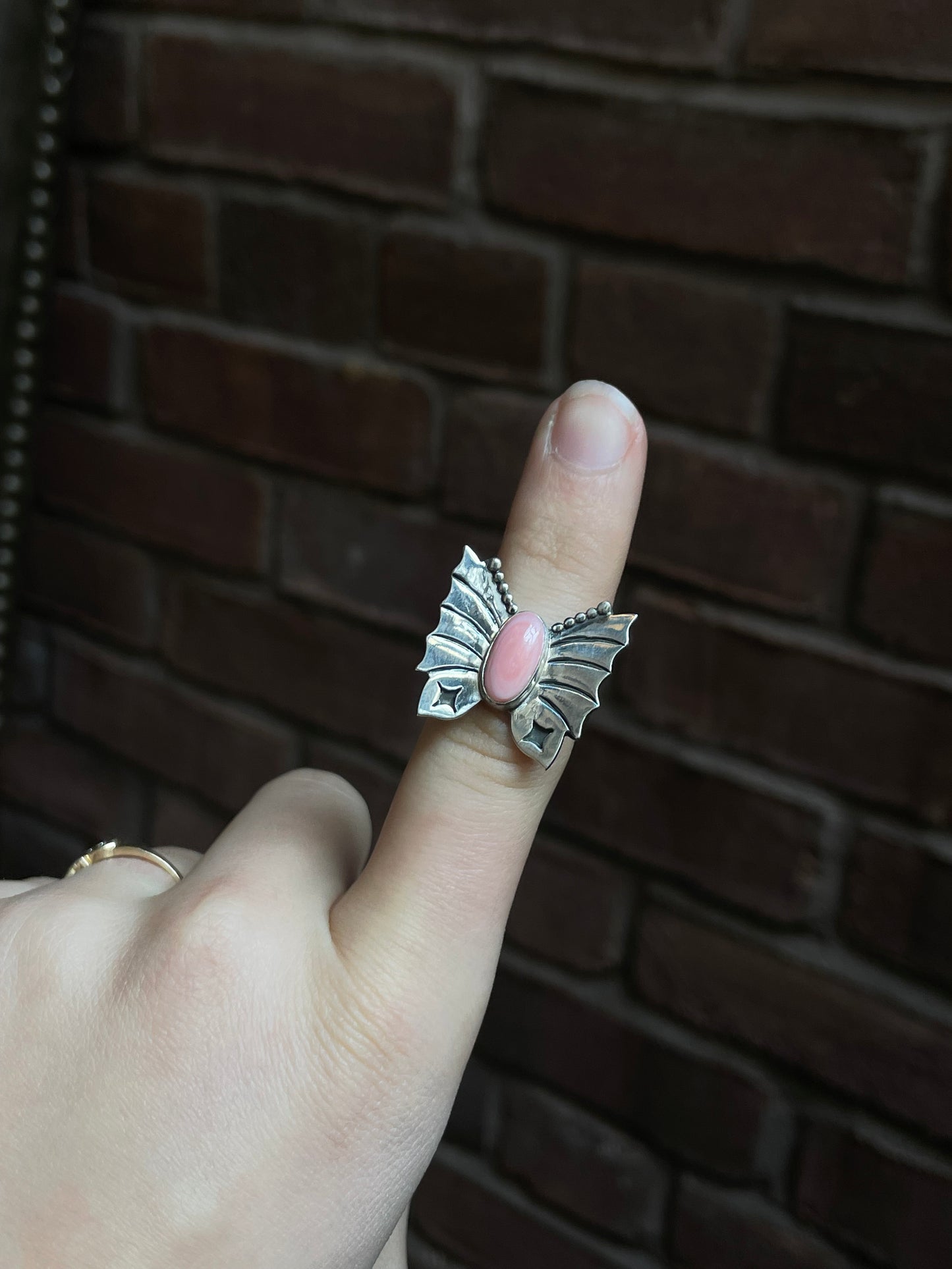 Pink Conch Butterfly Ring Size 7.5 | 925 Sterling Silver Southwest E192