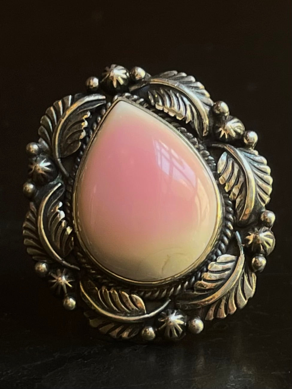 Pink Conch Tear Drop Ring Size ___ | 925 Sterling Silver G521