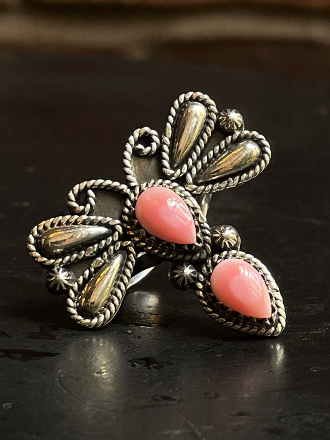 Pink Conch Dragonfly Ring Size 6 | 925 Sterling Silver E991