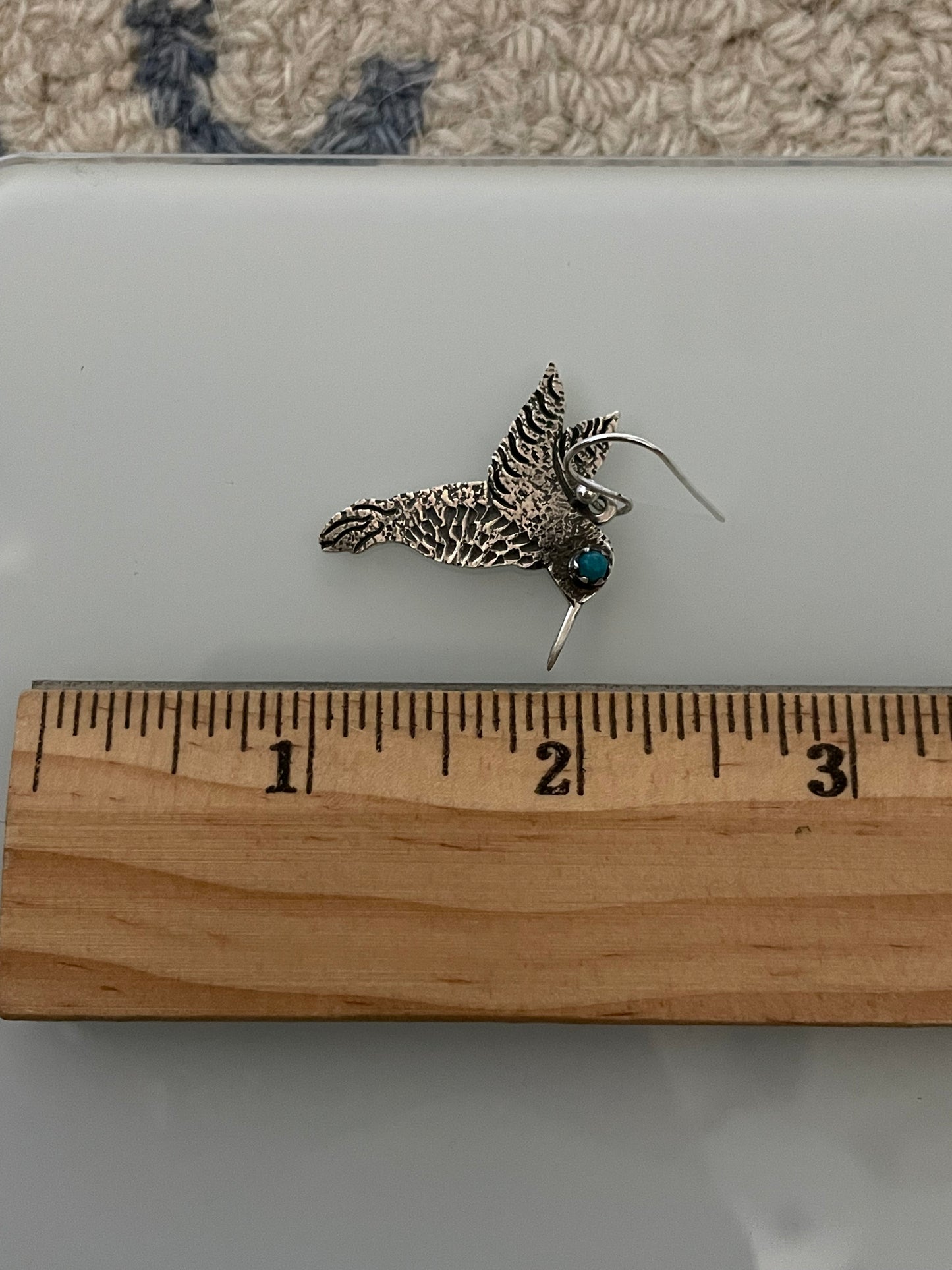 Turquoise Hummingbird Earrings | 925 Sterling Silver Hooks E375