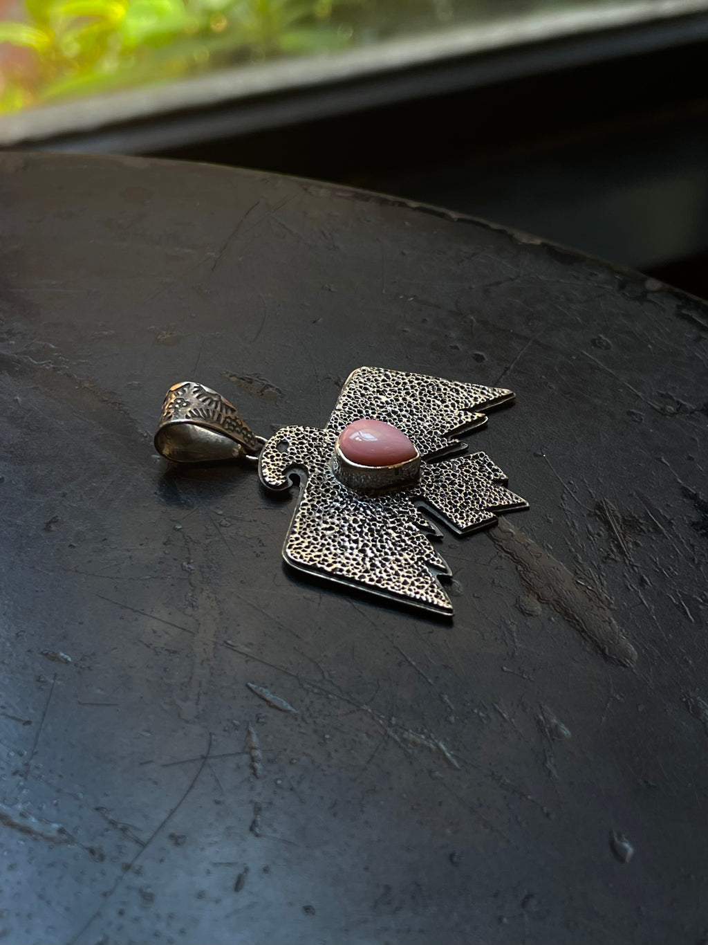 Pink Conch Thunderbird Pendant | Sterling Silver G449