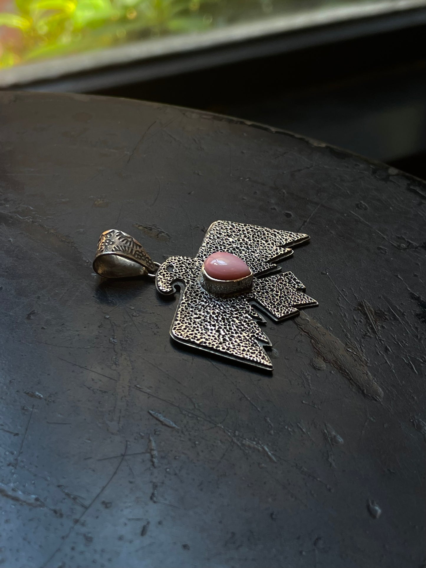 Pink Conch Thunderbird Pendant | Sterling Silver G449