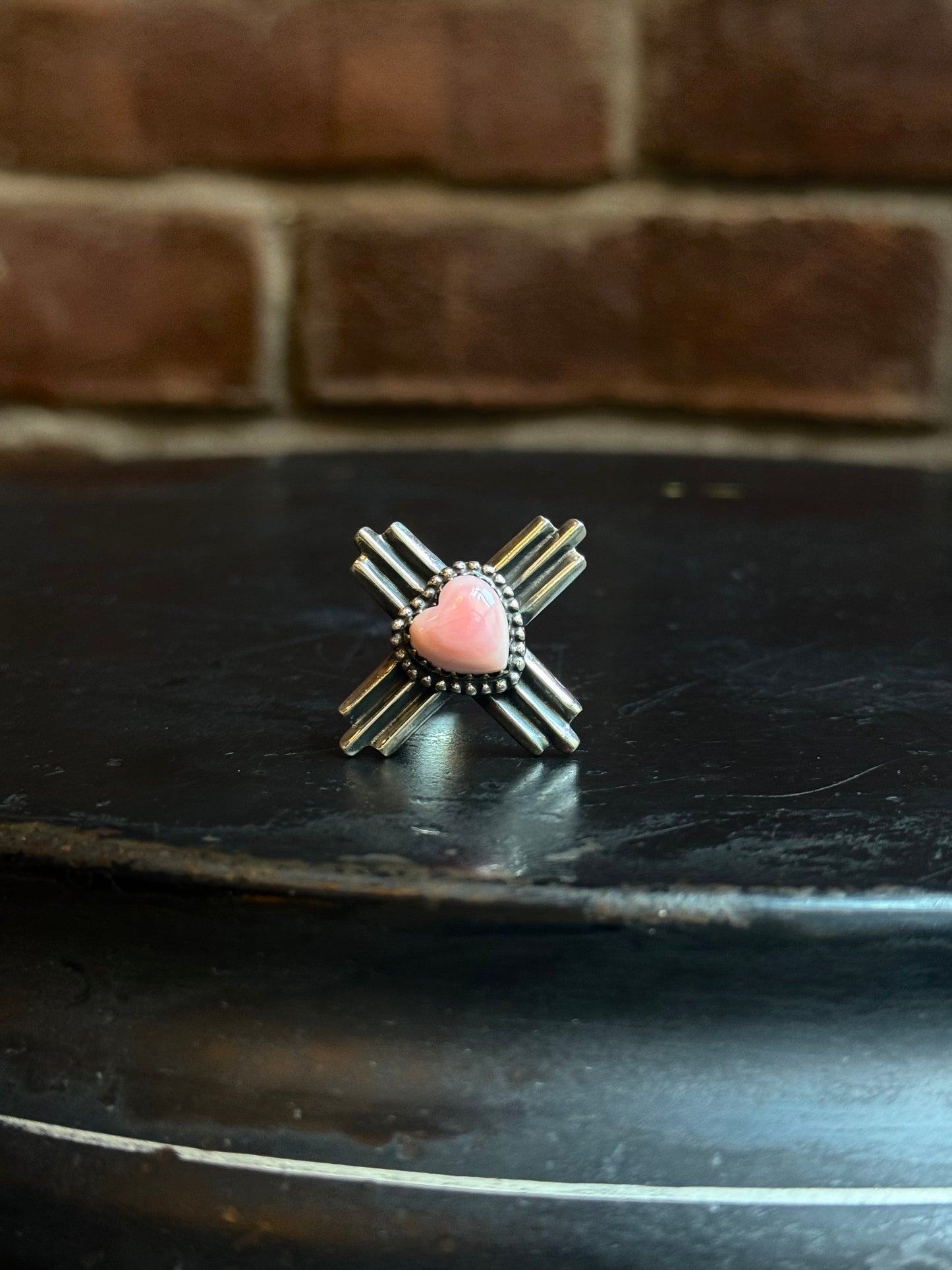 Pink Conch Zia Ring Size 9 | 925 Sterling Silver C444