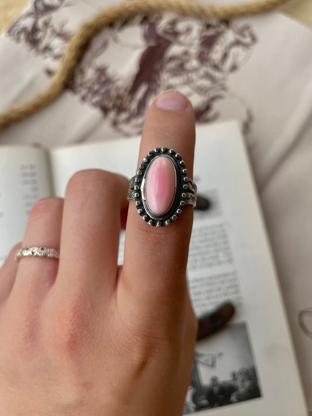 Pink Conch Ring Size 9 | 925 Sterling Silver G790