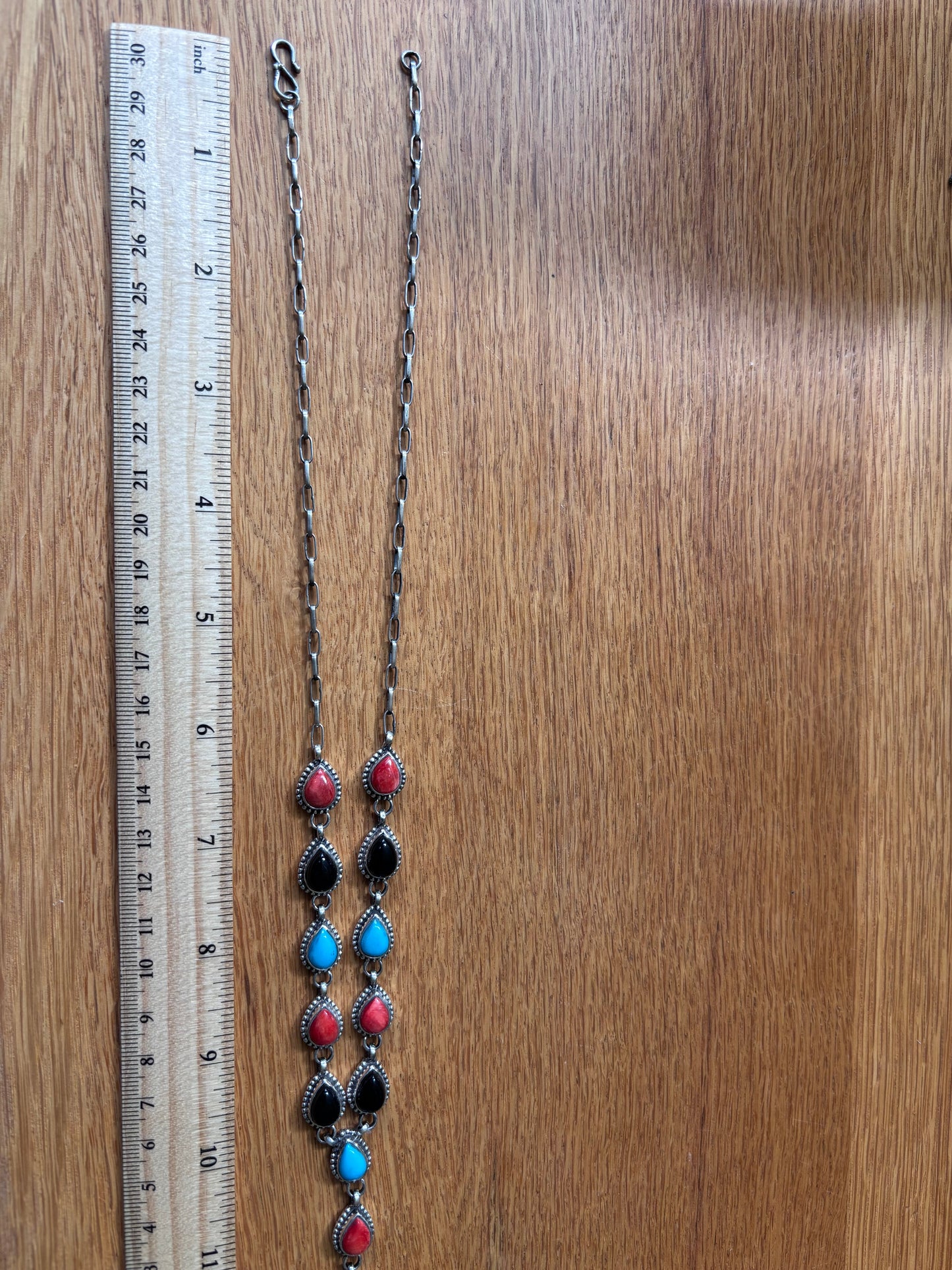 Turquoise Onyx Coral Drop Necklace | 925 Sterling Silver A108