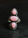 Pink Conch Three Stone Ring | Sterling Silver | Size 8 | A411