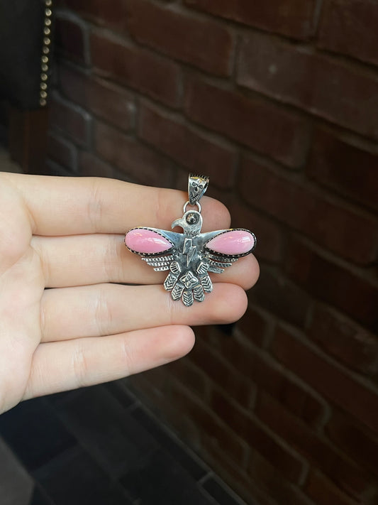 Pink Conch Thunderbird Pendant | Sterling Silver 925 C620