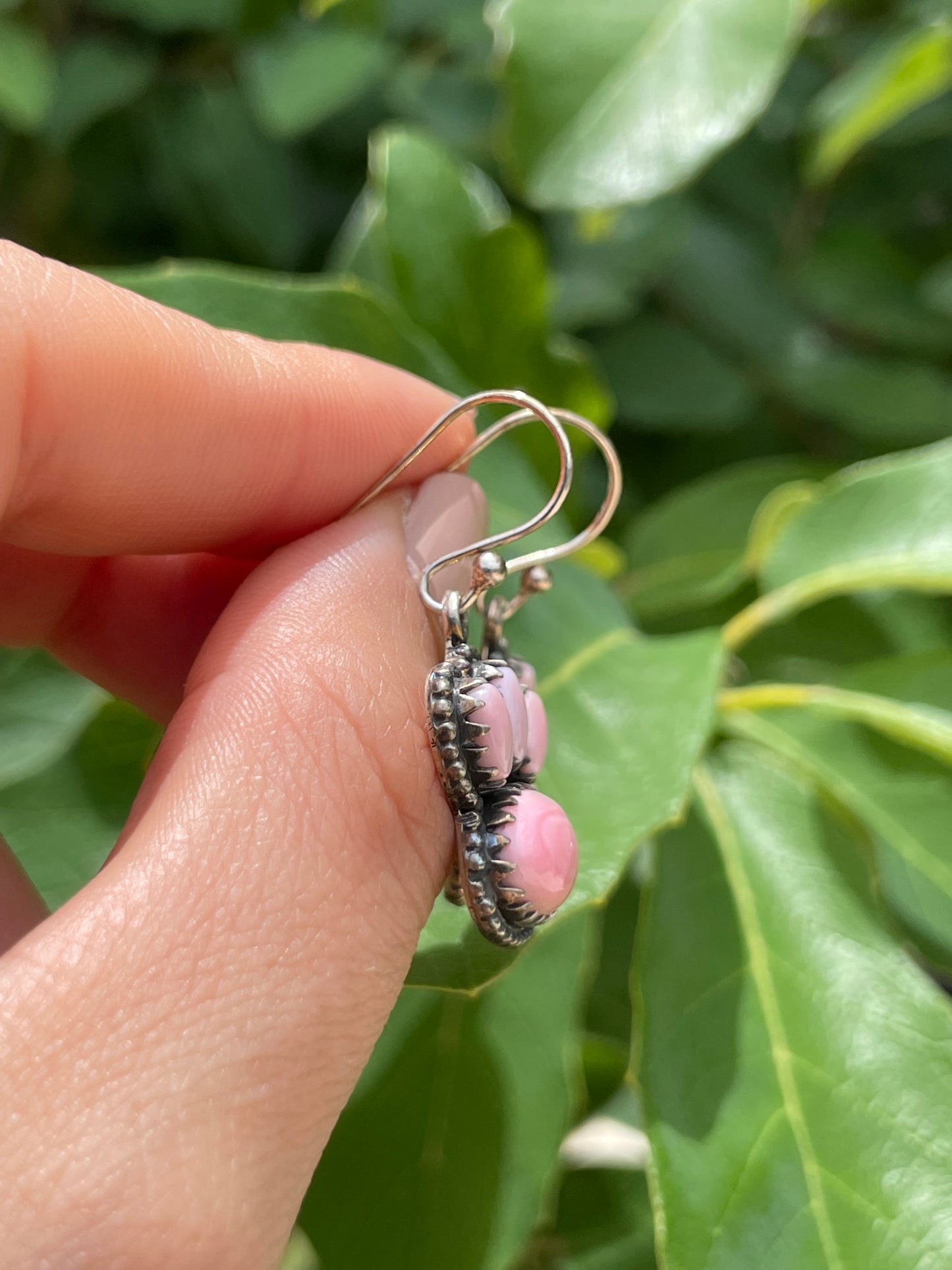 Pink Conch Paw Print Dangle Earrings | 925 Sterling Silver D192