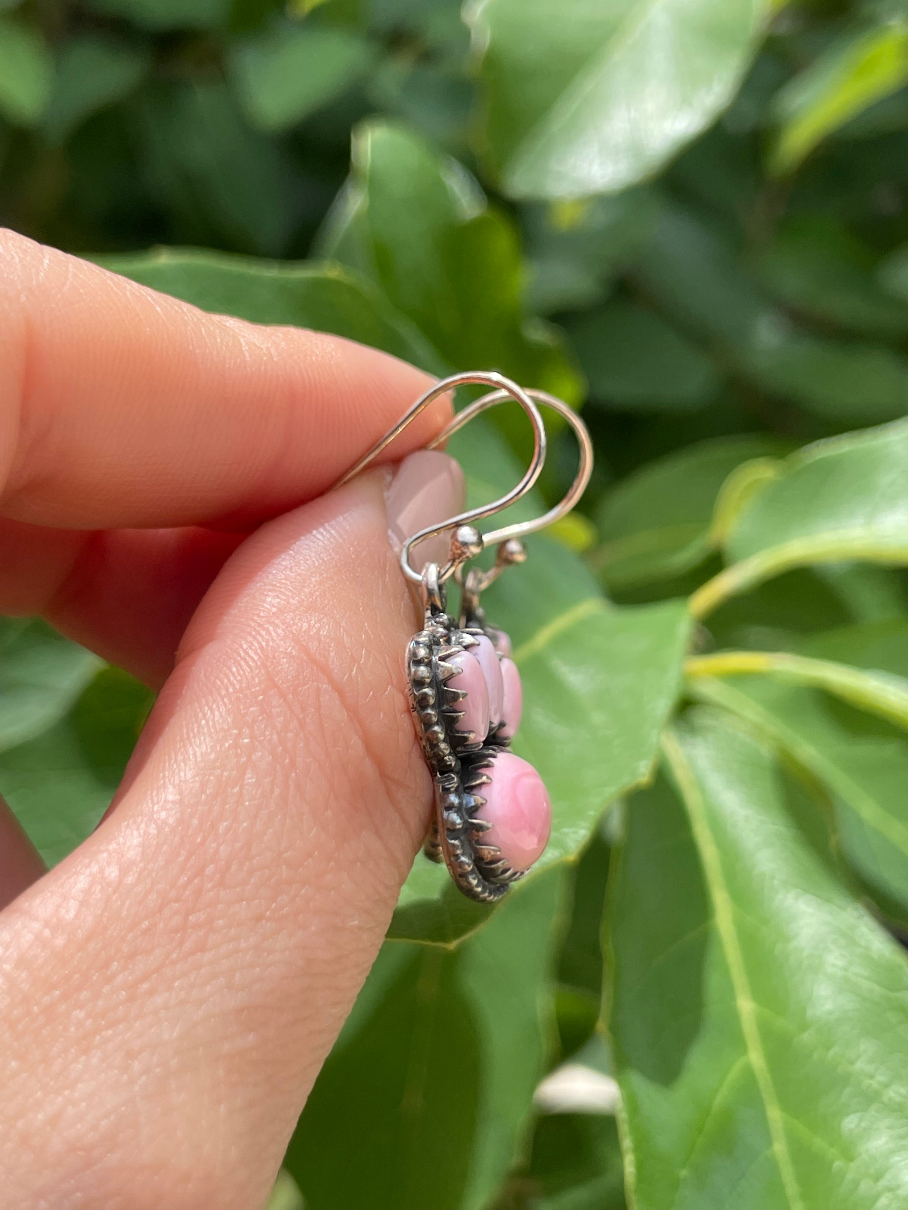 Pink Conch Paw Print Dangle Earrings | 925 Sterling Silver D192