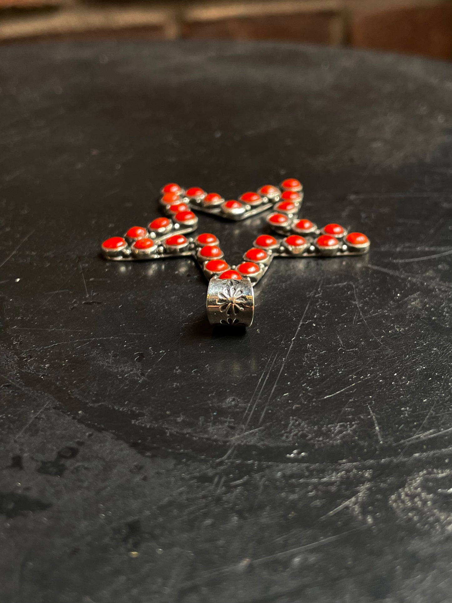 Red Coral Star Pendant | 925 Sterling Silver E218