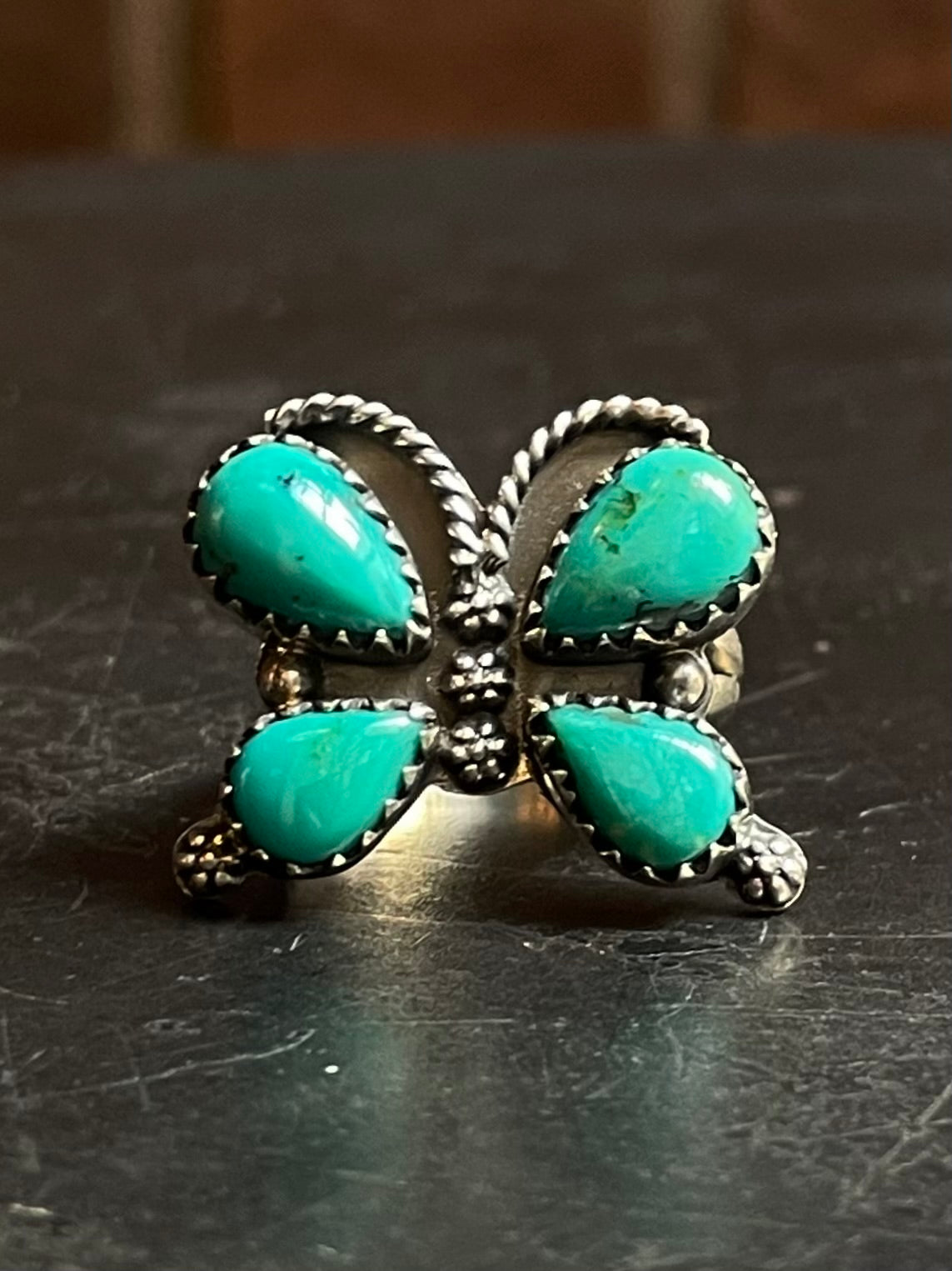 Turquoise Butterfly Ring Size 8.5 | Sterling Silver E873
