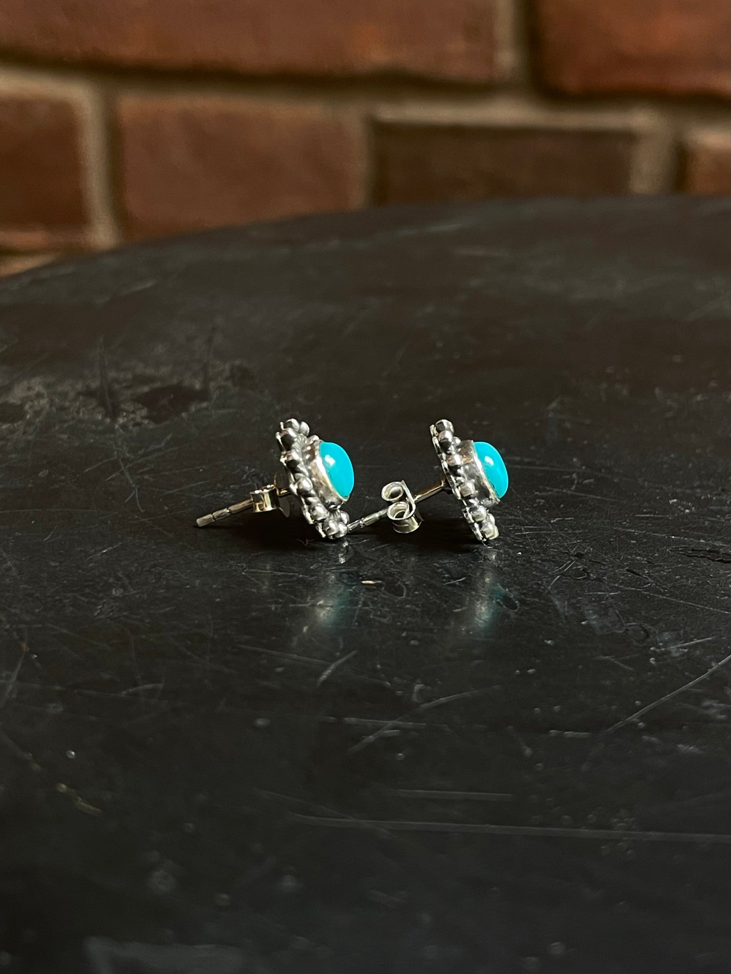 Kingman Turquoise Stud Earrings | 925 Sterling Silver E810