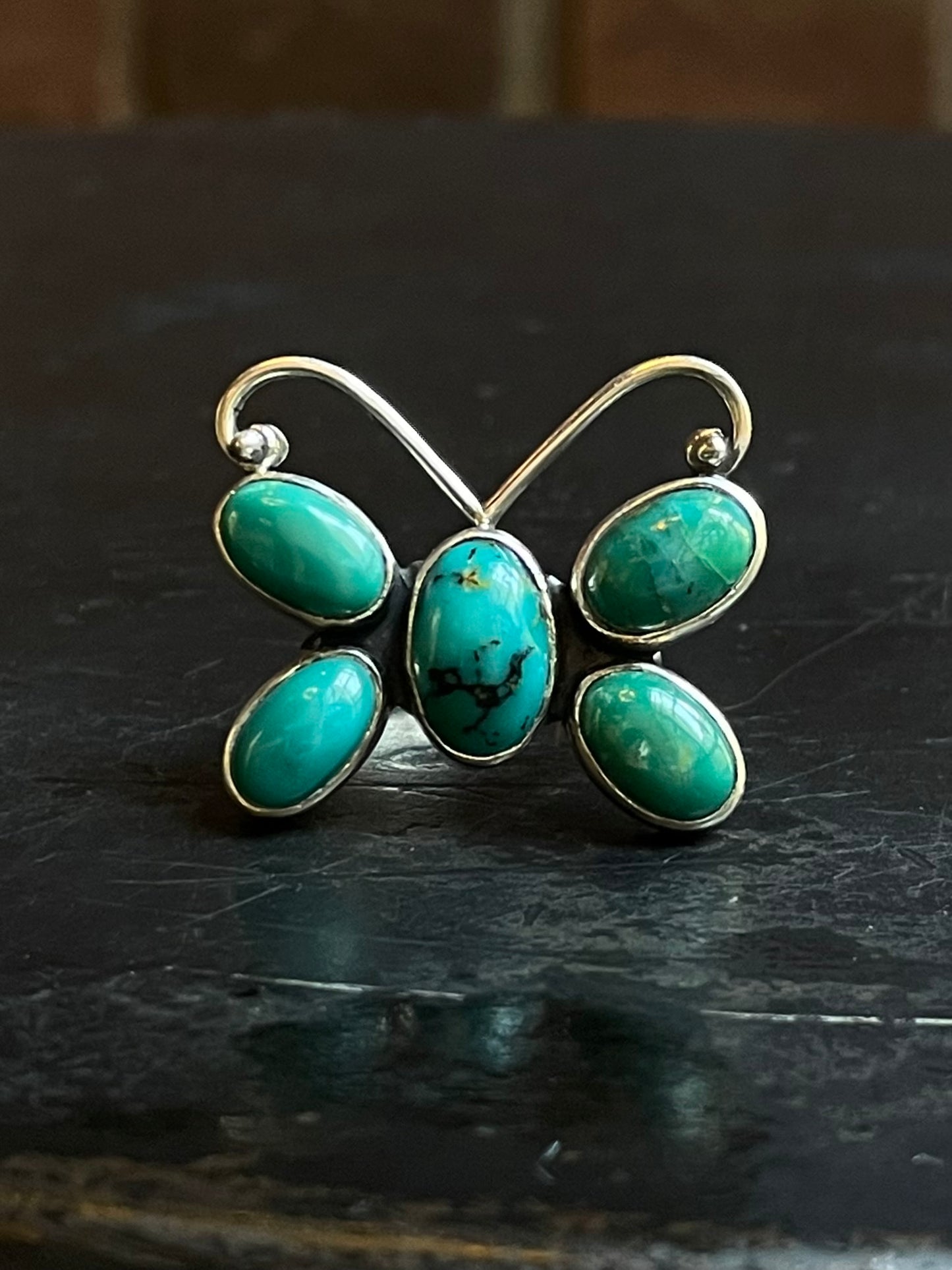 Turquoise Butterfly Ring Size 8.5 | Sterling Silver E869